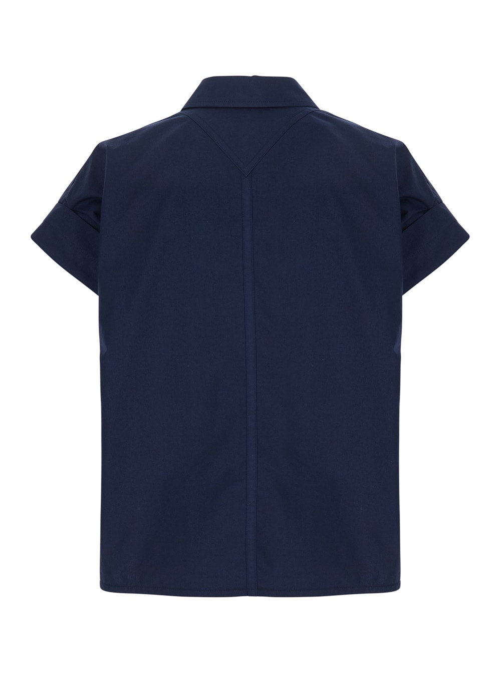 Low Classic Blue Shirt With Pointed Collar And Turned Up Sleeves Sleeves In Cotton Woman In Blu
