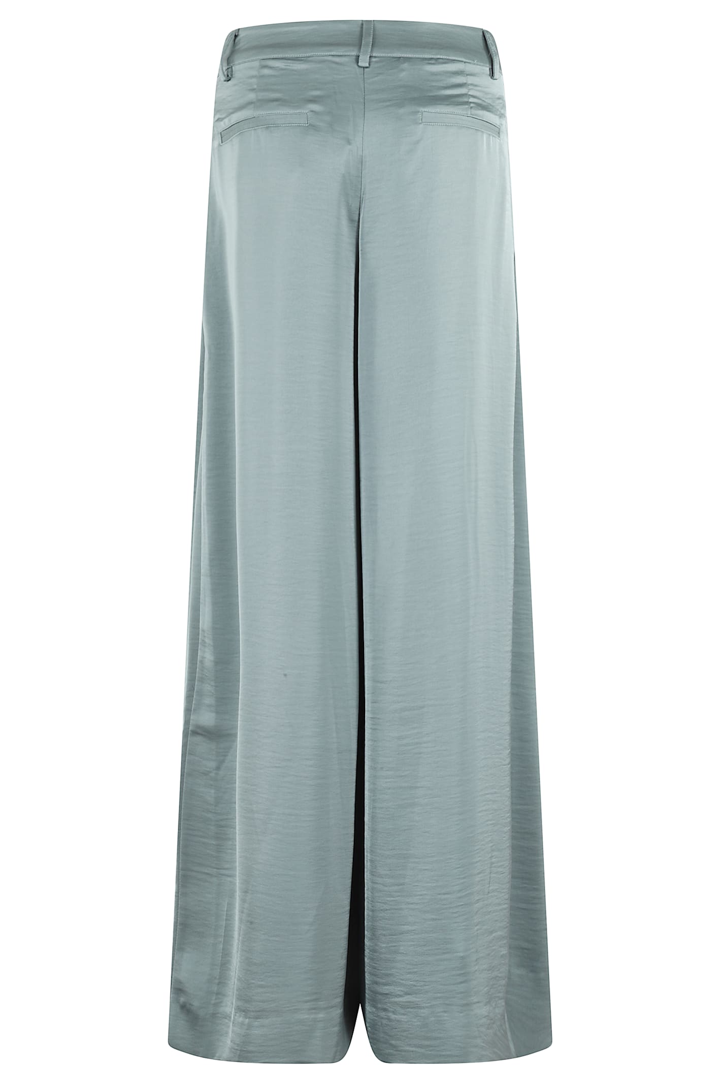 Essentiel Antwerp High-waisted Teal Wide Leg Pants With Satin Finish In Blue