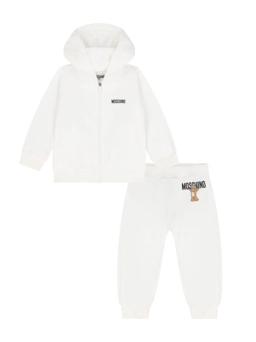Moschino Babies' Jumpsuit With Bear Logo In White