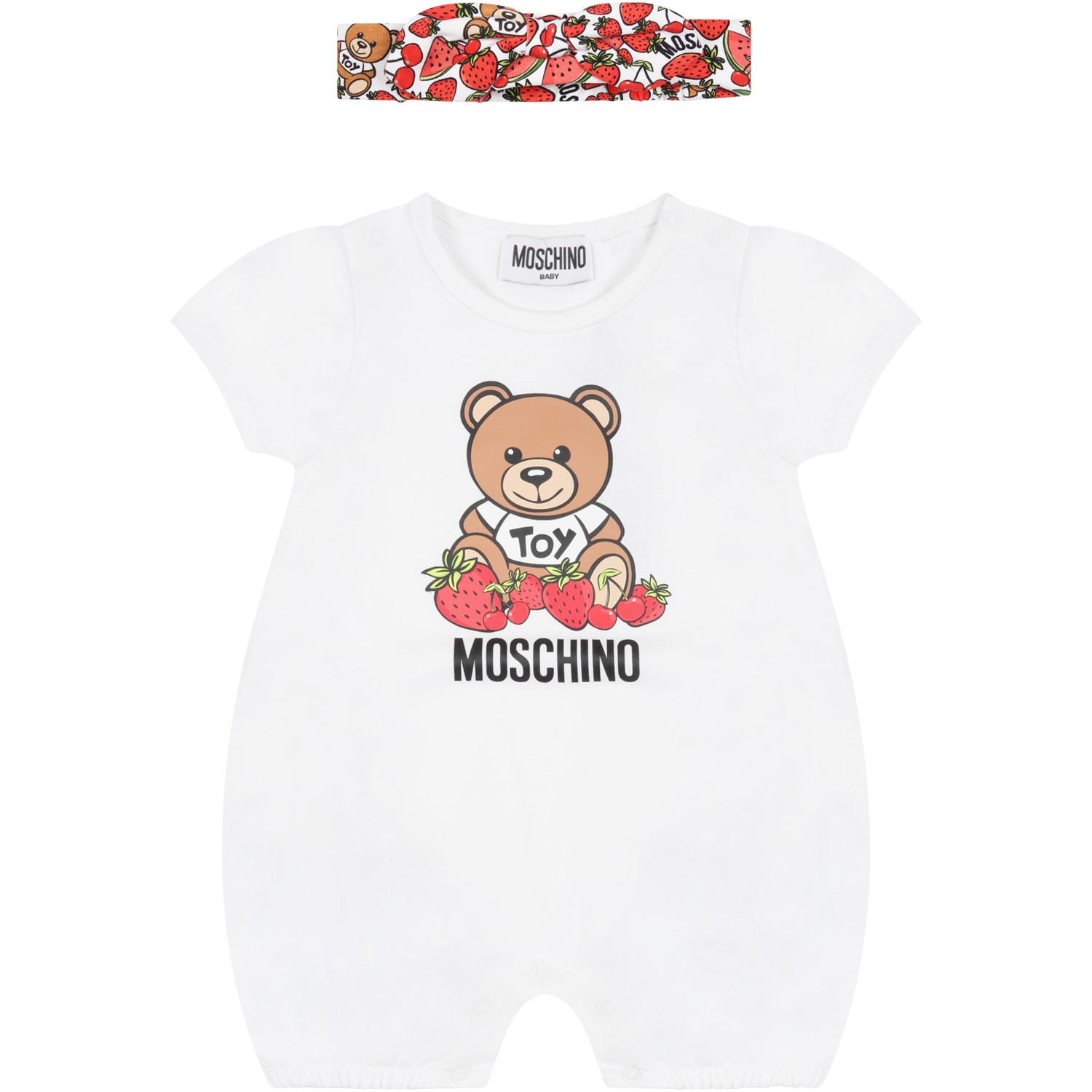 Moschino White Set For Baby Girl With Teddy Bear