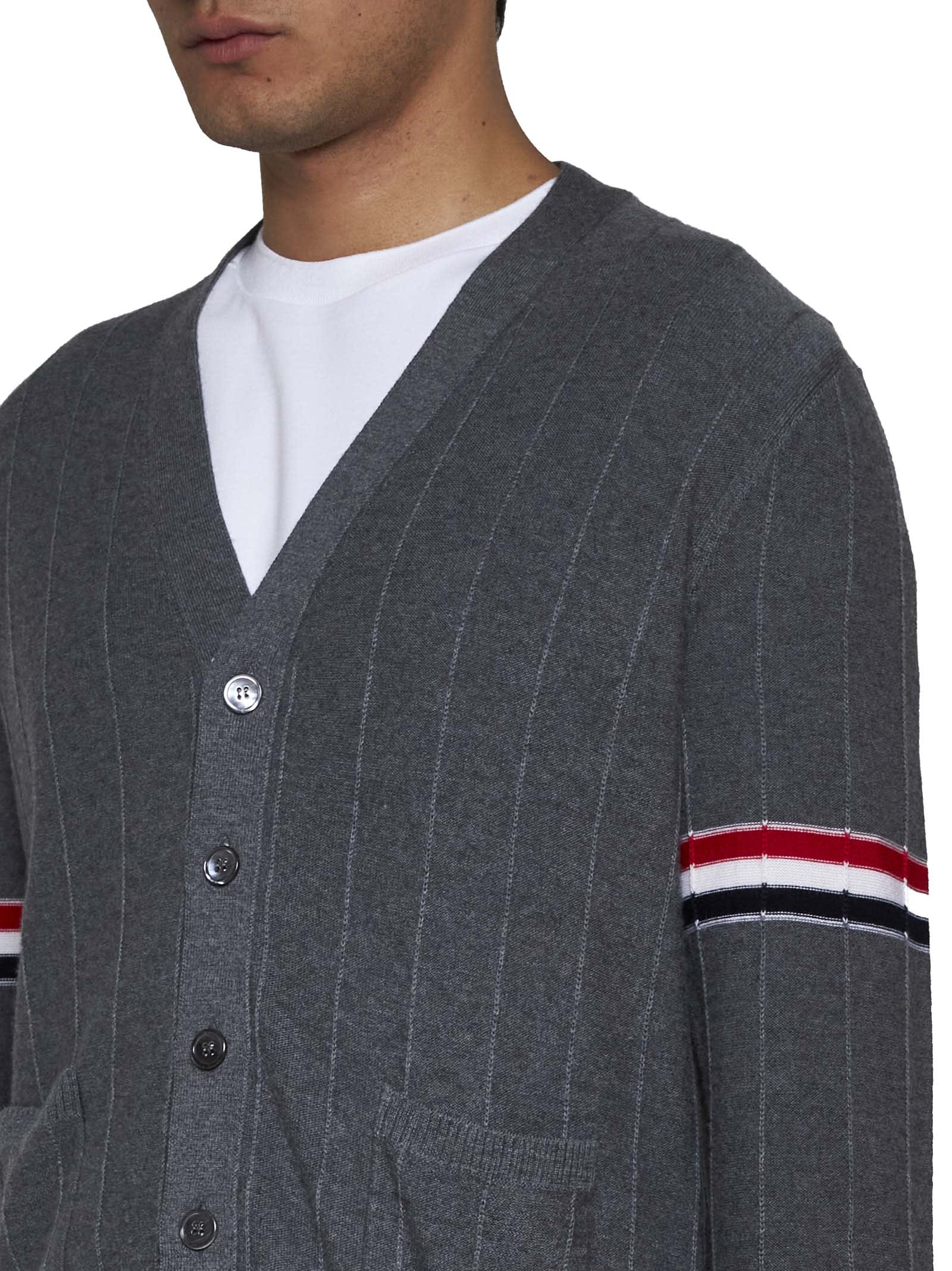 Shop Thom Browne Cardigan In Med Grey