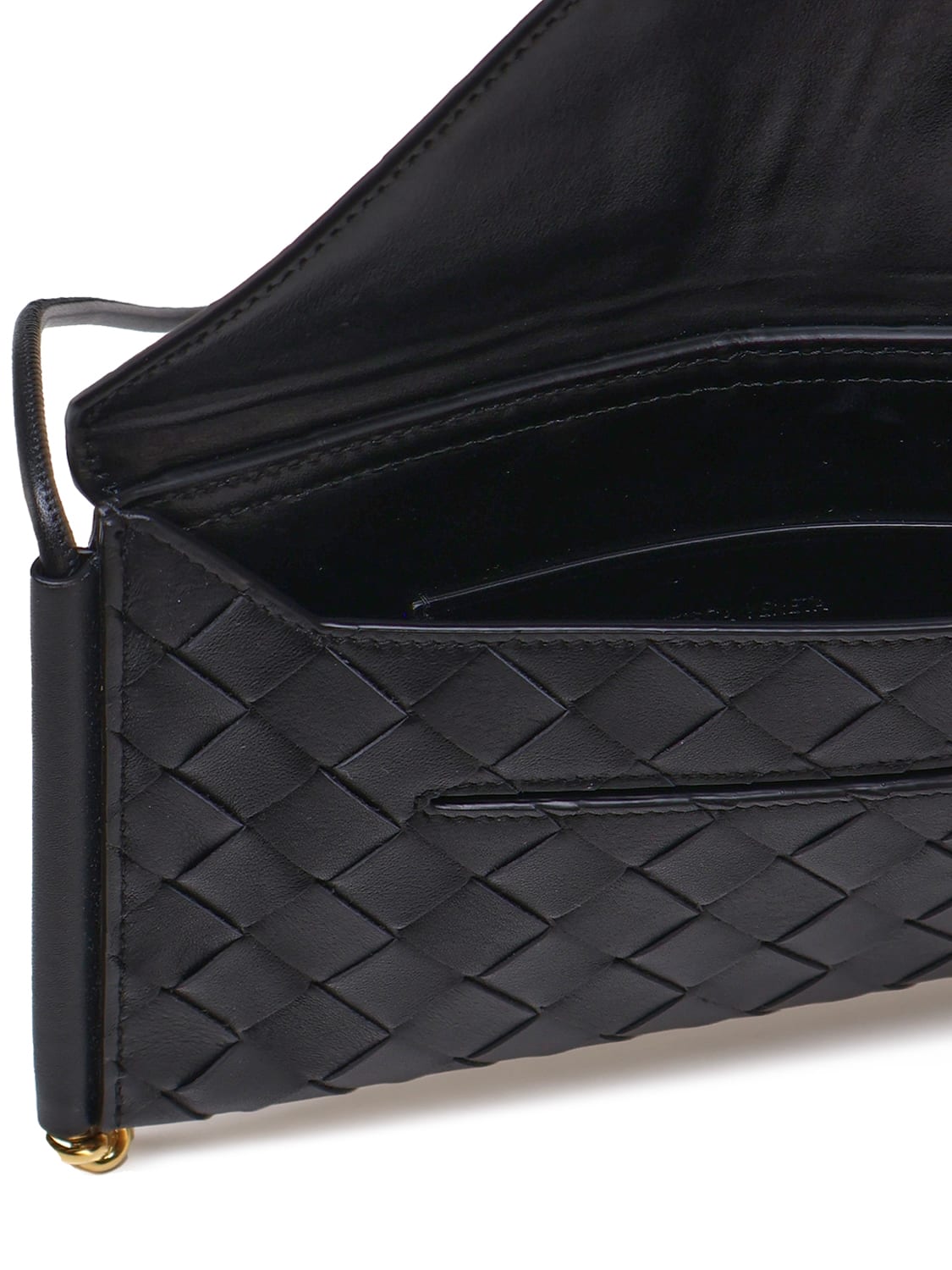 Shop Bottega Veneta Solstice Calf Leather Smartphone Case In Black