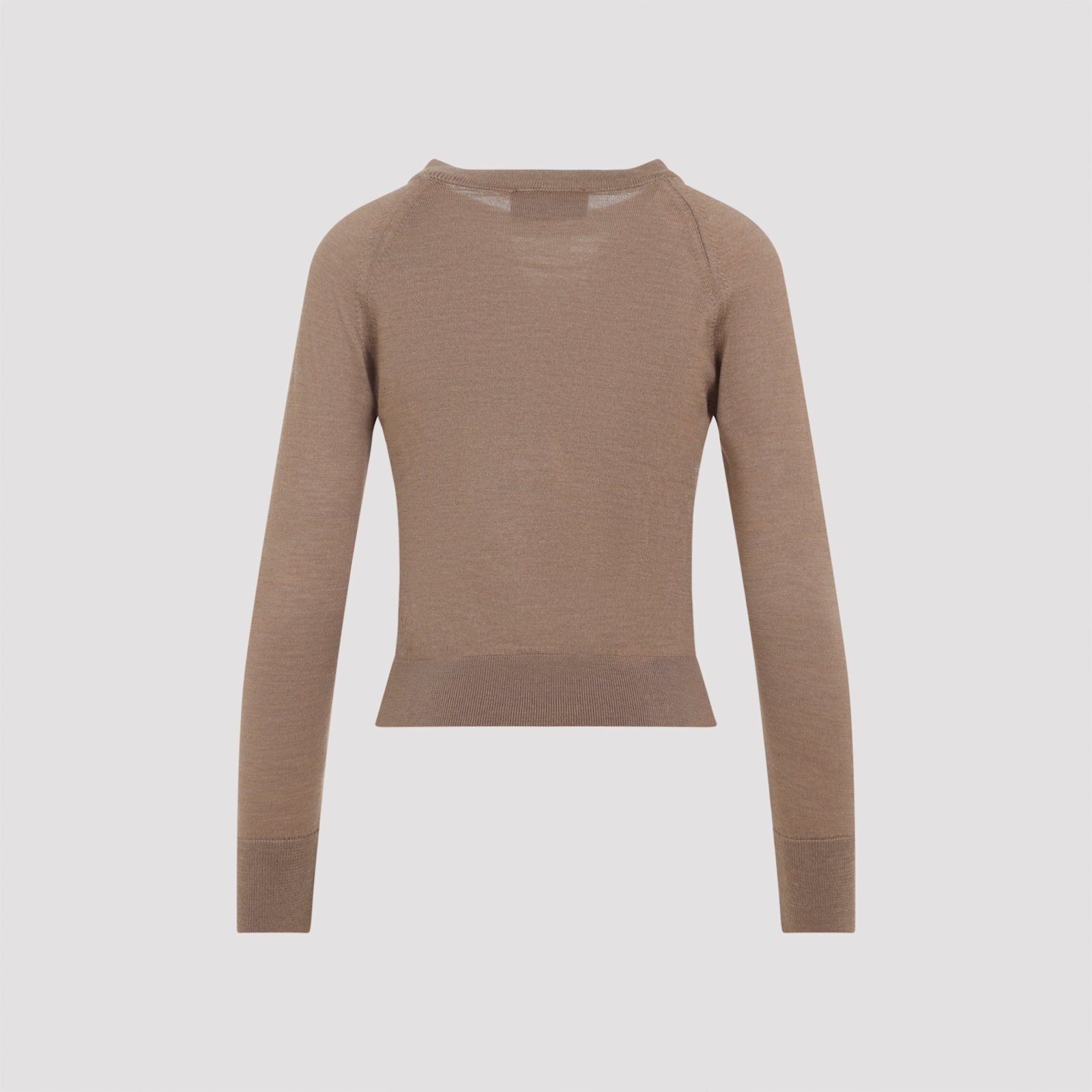 Simone Rocha Fitted Long-sleeve Sweater With Pearl Accents And Ribbon Detail In Gold