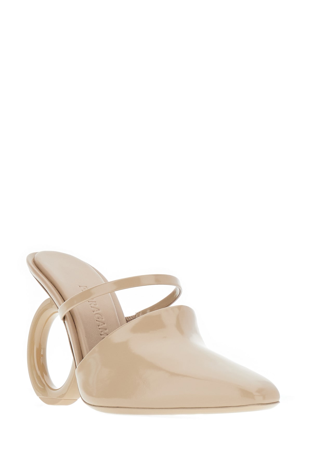 FERRAGAMO POWDER PINK LEATHER ELINA MULES
