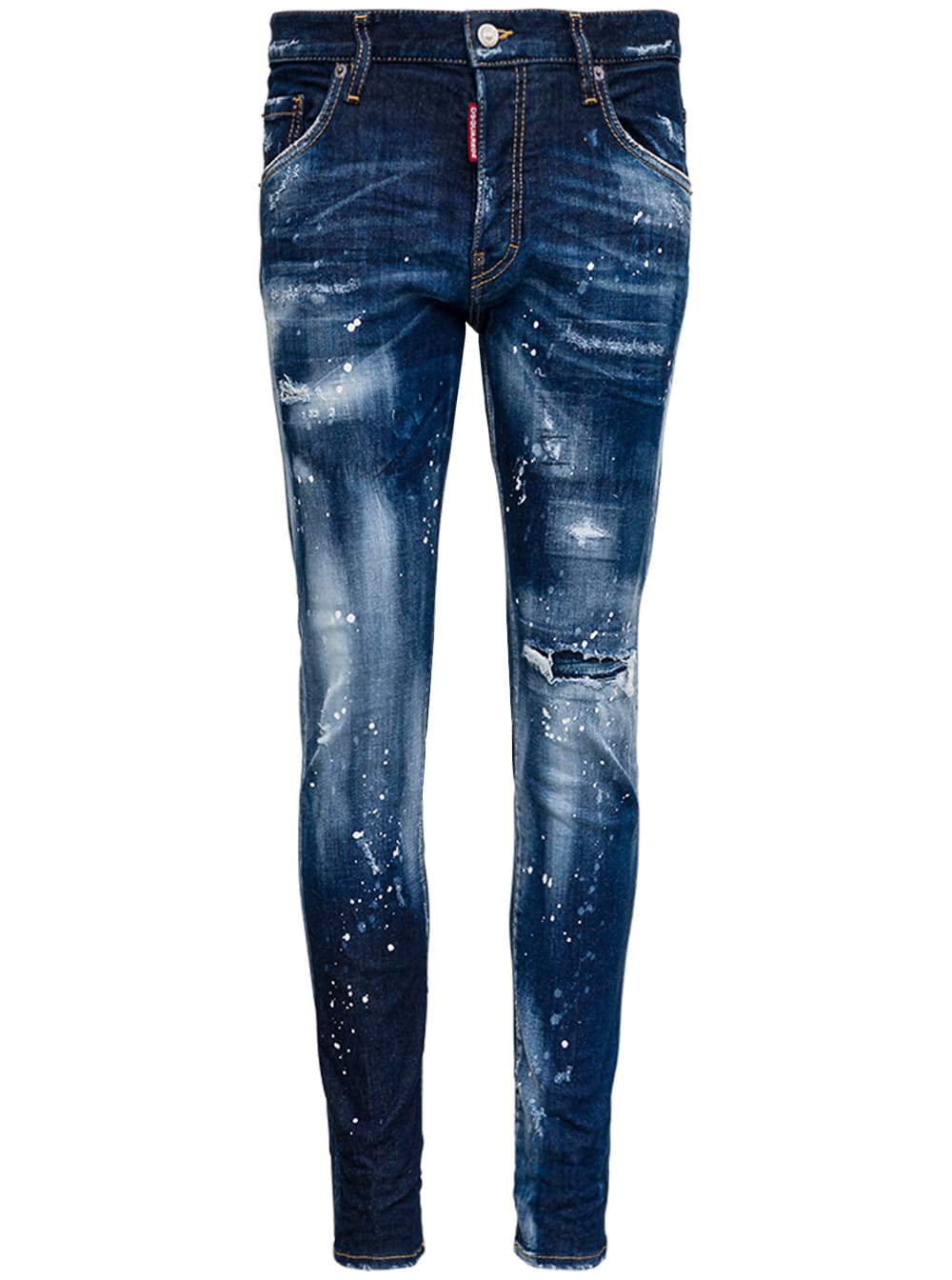 Dsquared2 Denim Jeans With Tears And Color Splash Detail