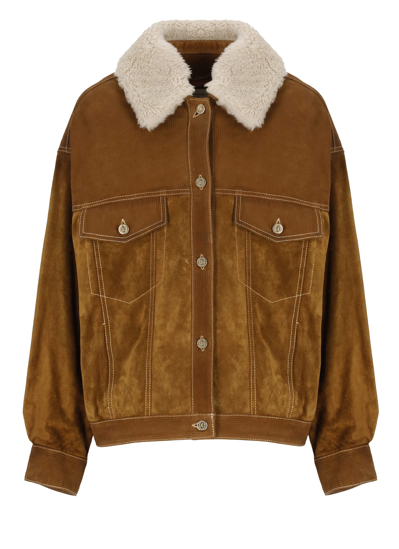 Shop Golden Goose Leather Jacket In Brown