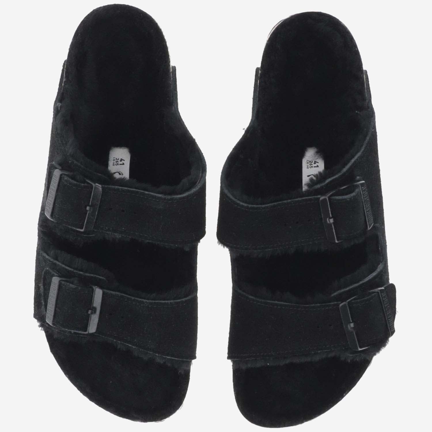Birkenstock Suede Arizona Sandals With Double Strap In Black