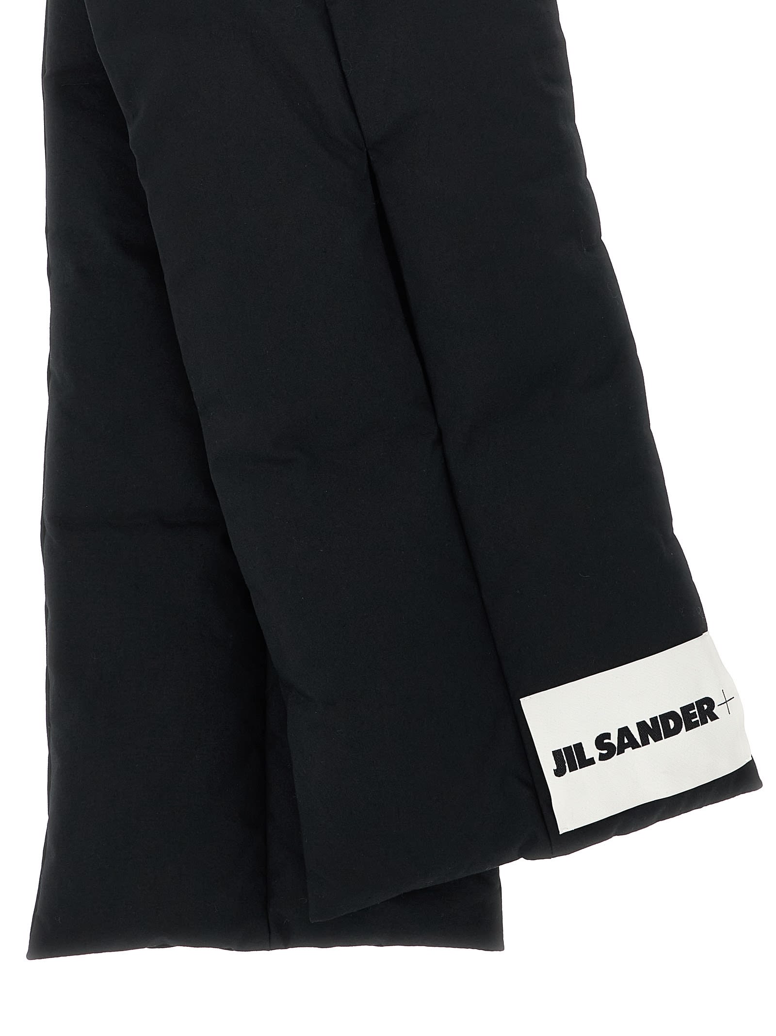 Jil Sander Padded Logo-patch Scarf In Black