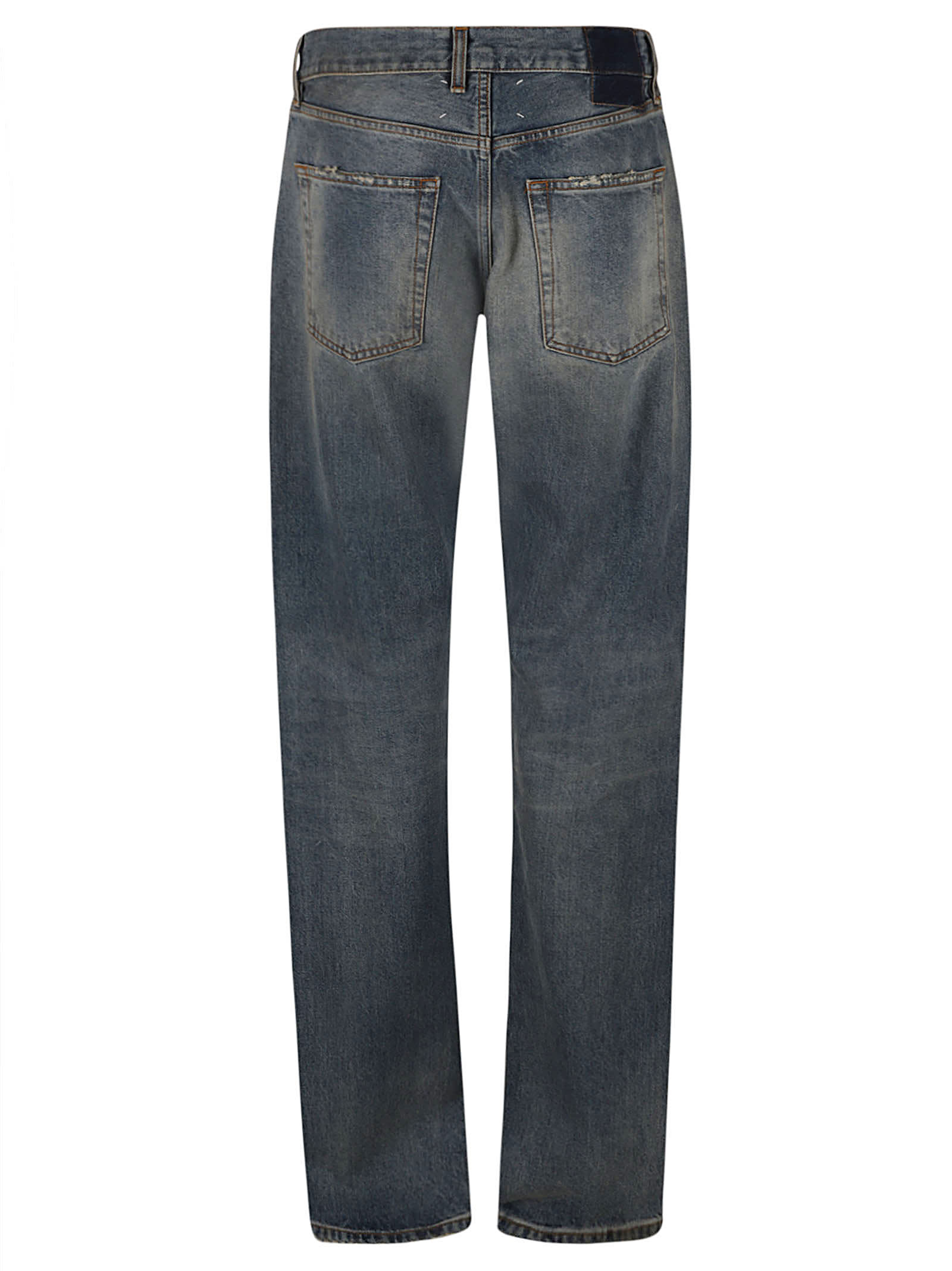 Shop Maison Margiela Straight Buttoned Jeans In Light Classic Wash