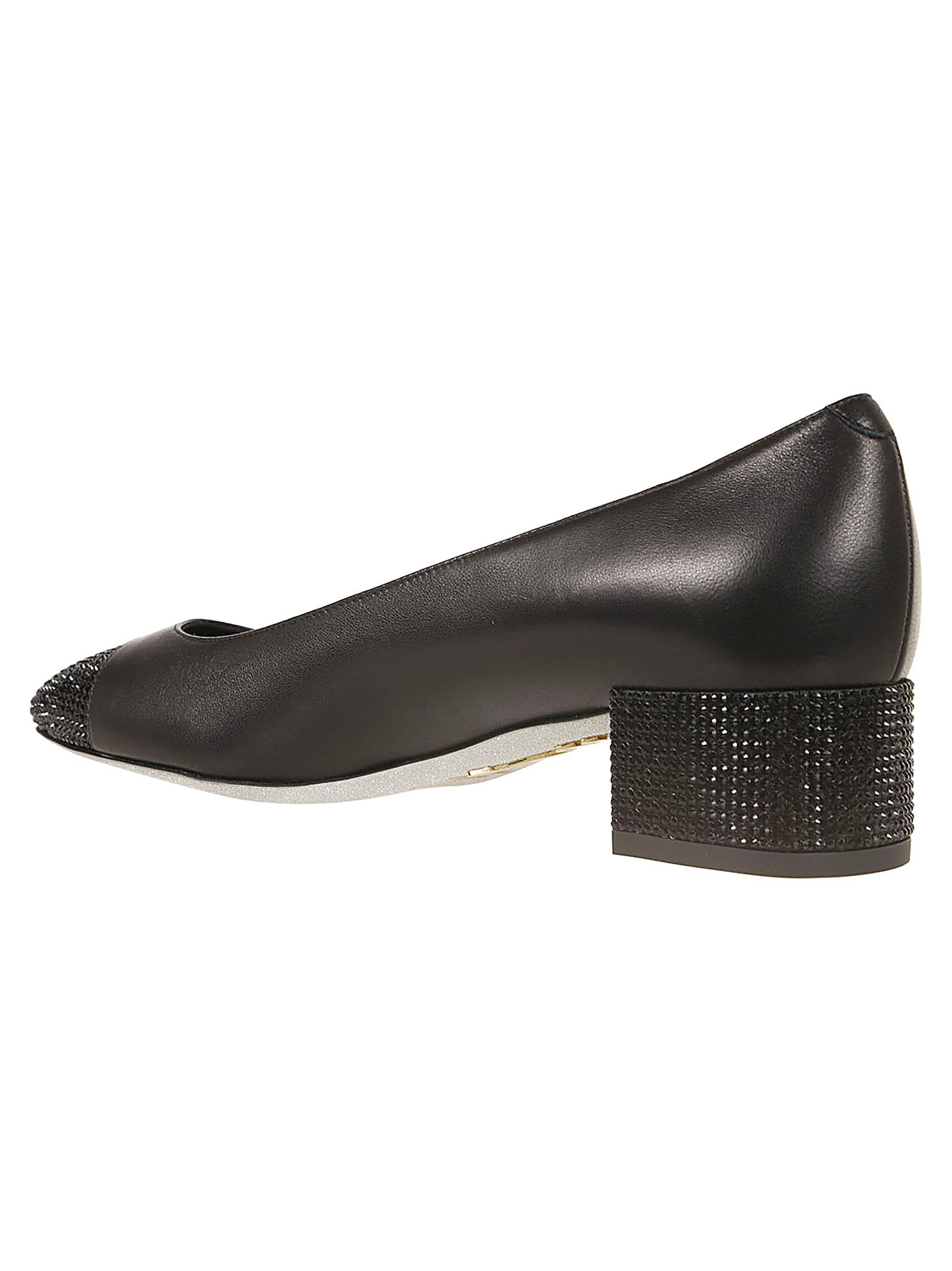 Shop René Caovilla Bonnie Pumps In Black Lamb Jet Strass