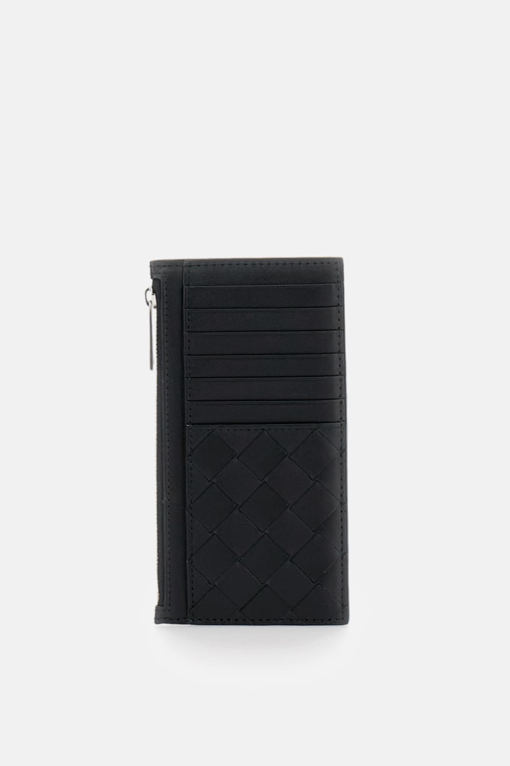Bottega Veneta Intrecciato Long Zipped Card Case In Black