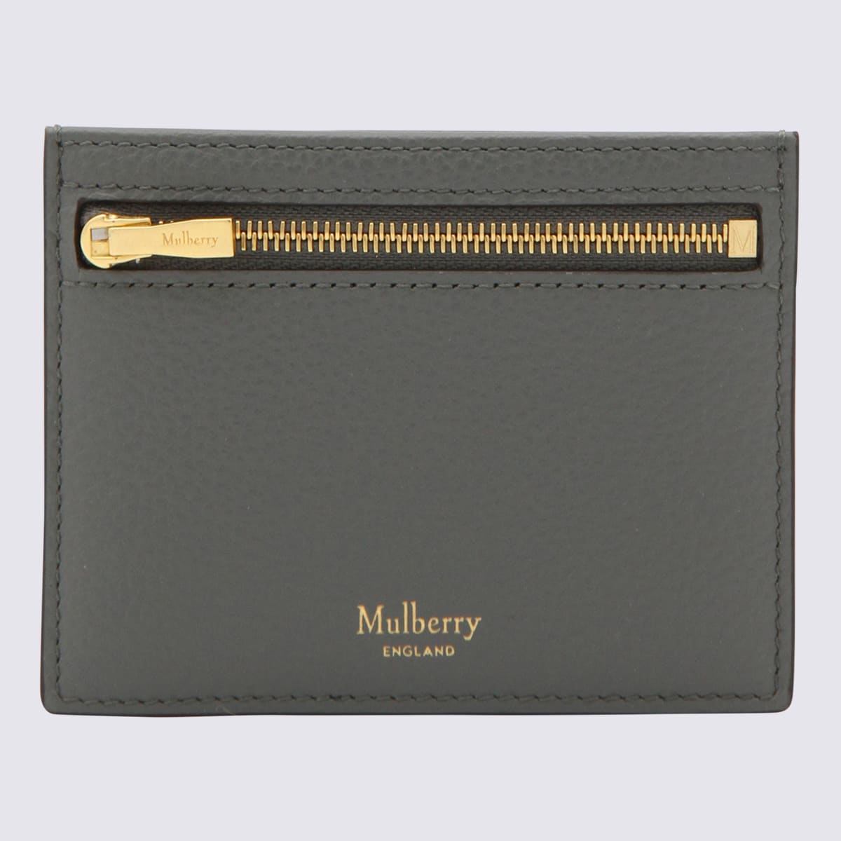 Shop Mulberry Grey Leather Cardholder In Characoal