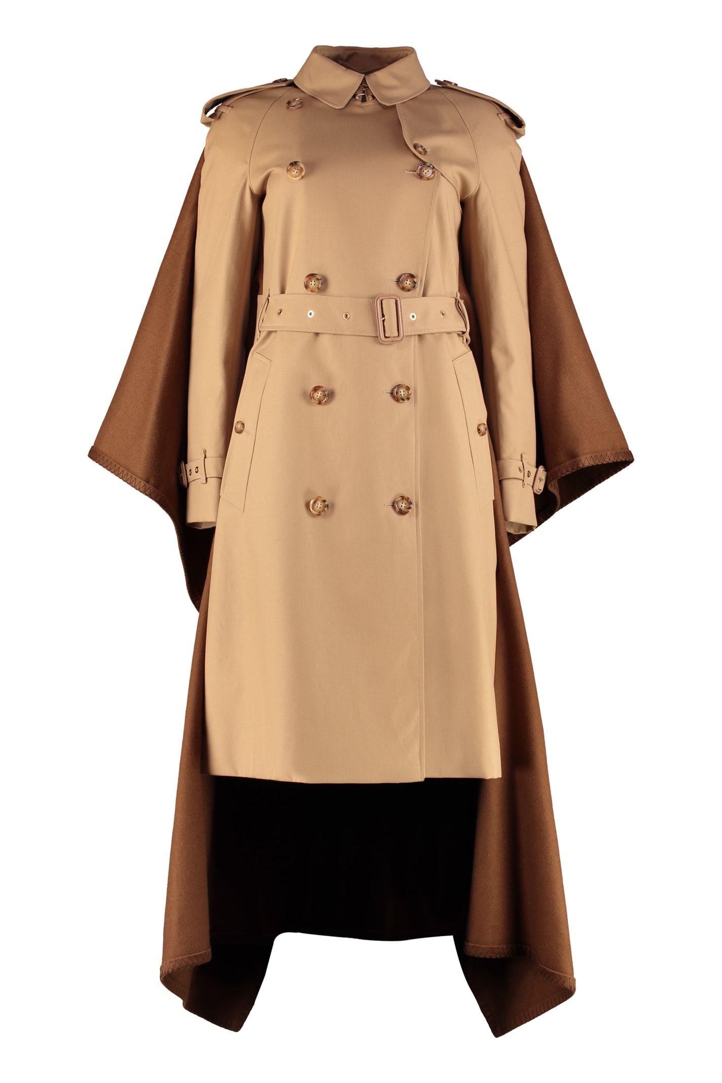 Burberry Cotton Trench Coat With Cashmere Insert In Beige