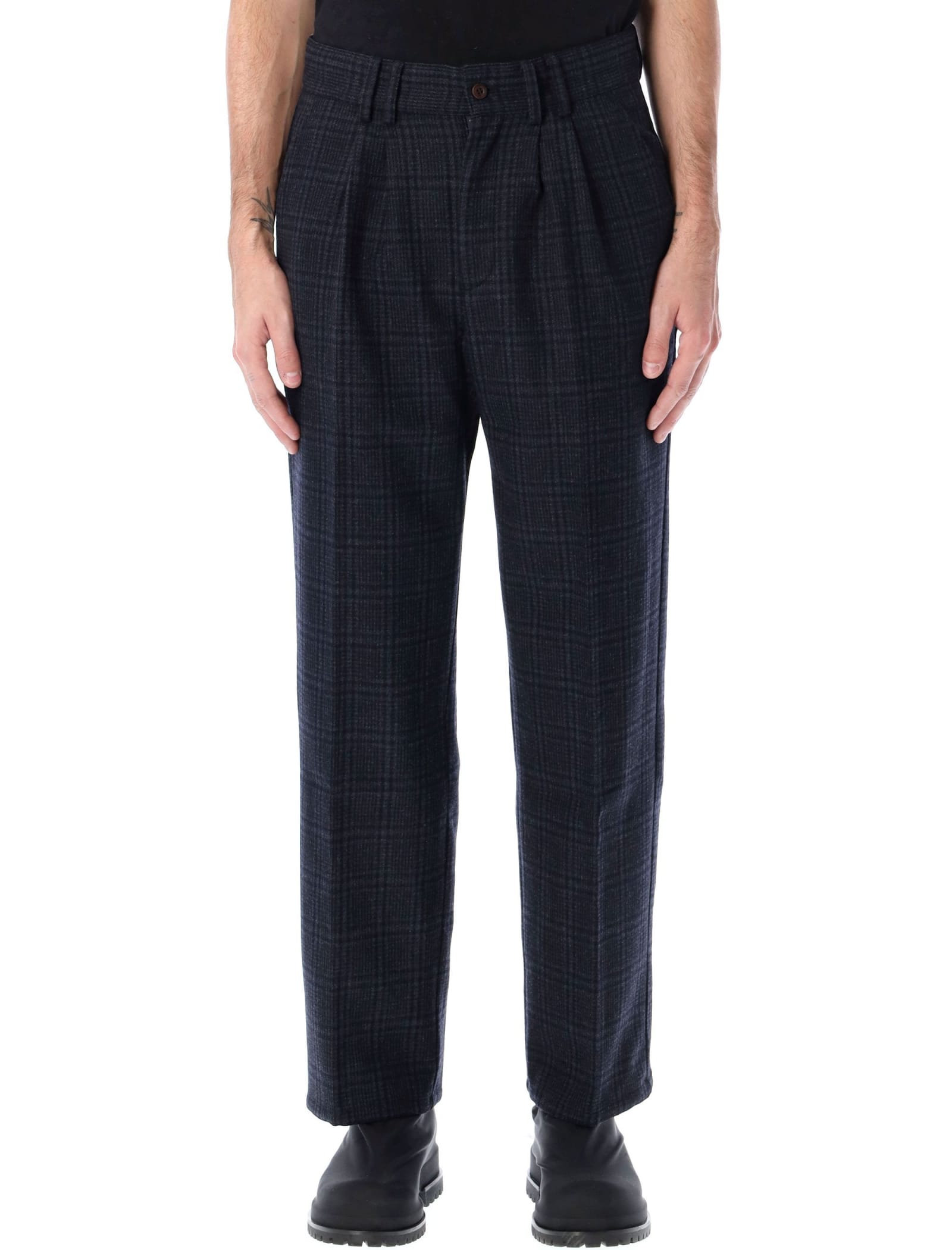 PACCBET CHECK WOOL-BLEND TROUSERS