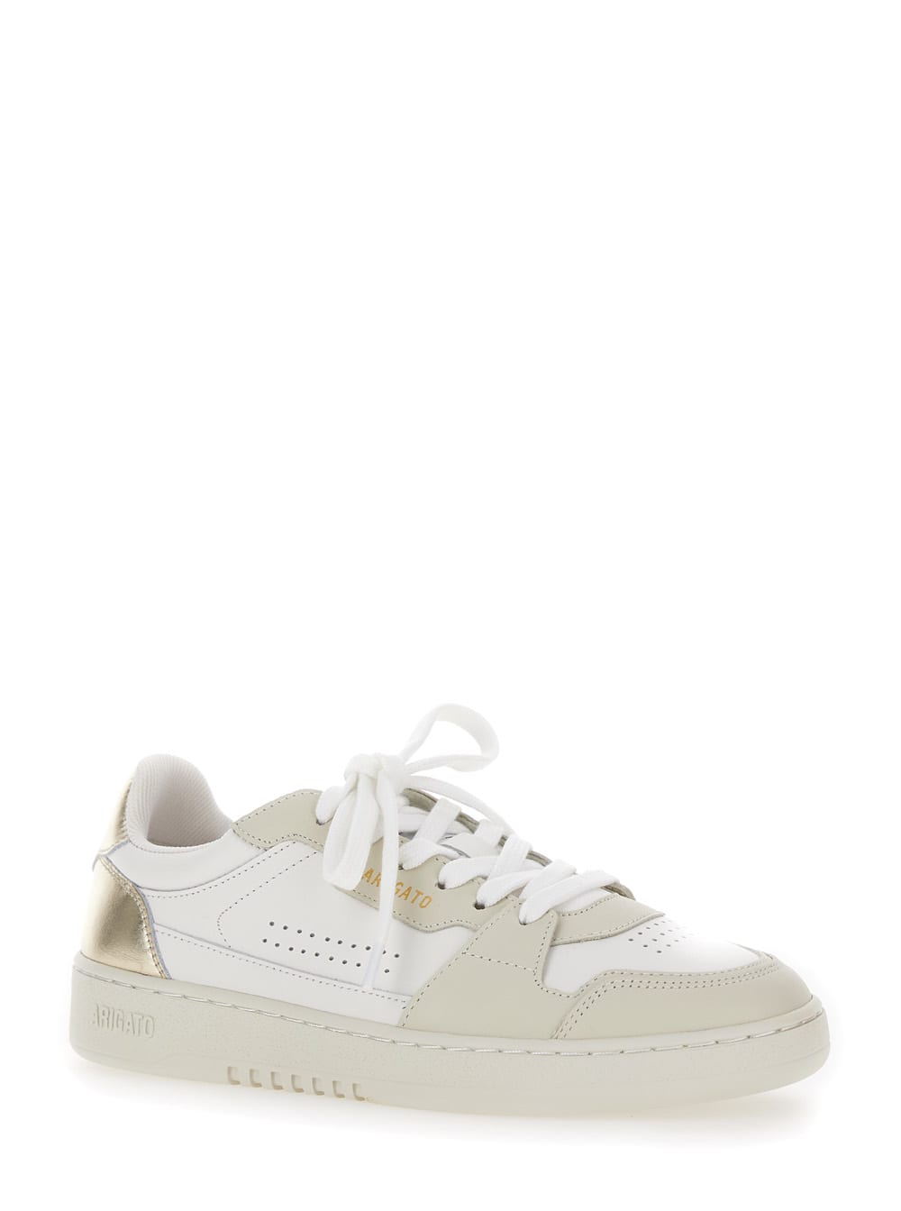 Shop Axel Arigato Dice Lo White Sneakers With Logo Detail And Metallic Heel Tab In Suede And Leather Woman