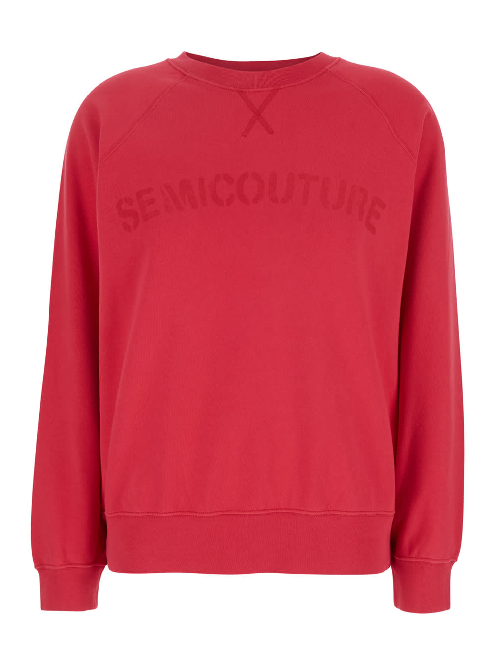 Fuchsia Crewneck Sweatshirt With Logo Lettering Printed On The Front In Cotton Woman