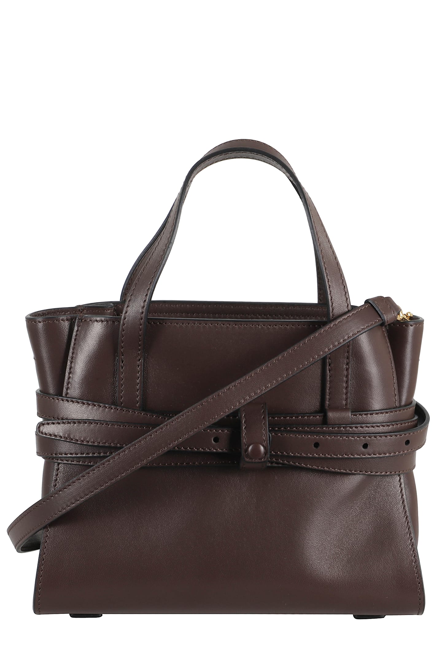Moschino Small Tie Me Buckle-strap Tote Bag In Brown