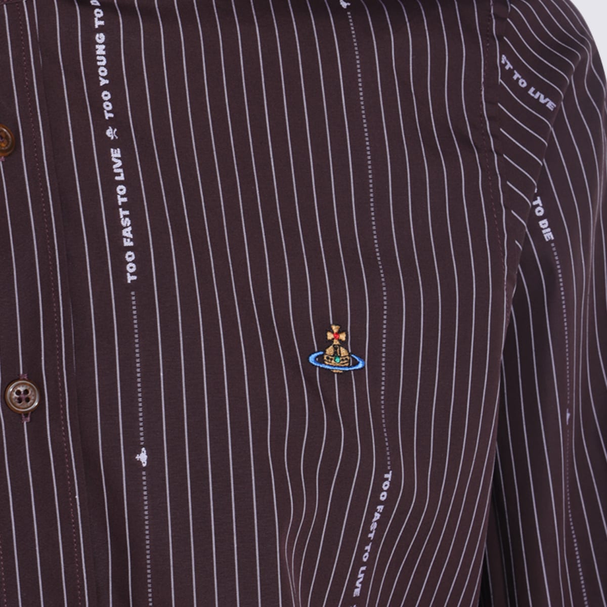 Vivienne Westwood Striped Pattern Button-down Collar Long Sleeves Shirt In Brown