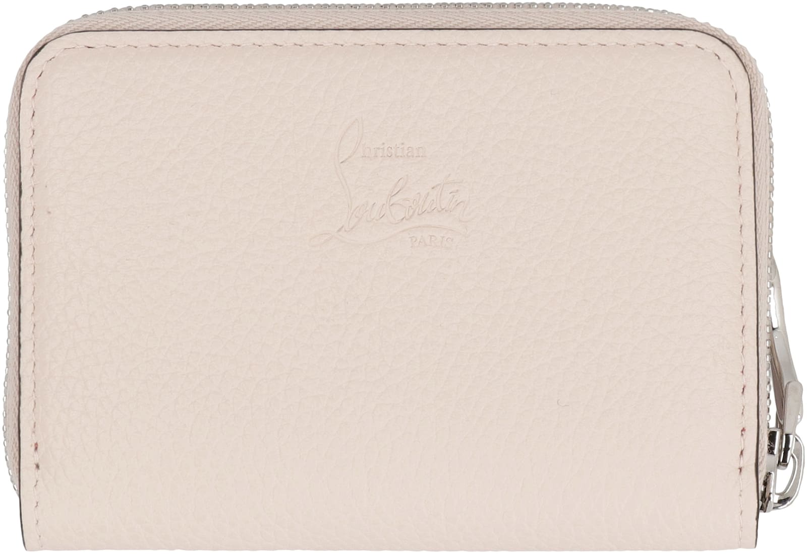 Shop Christian Louboutin Panettone Micro Leather Wallet In Panna