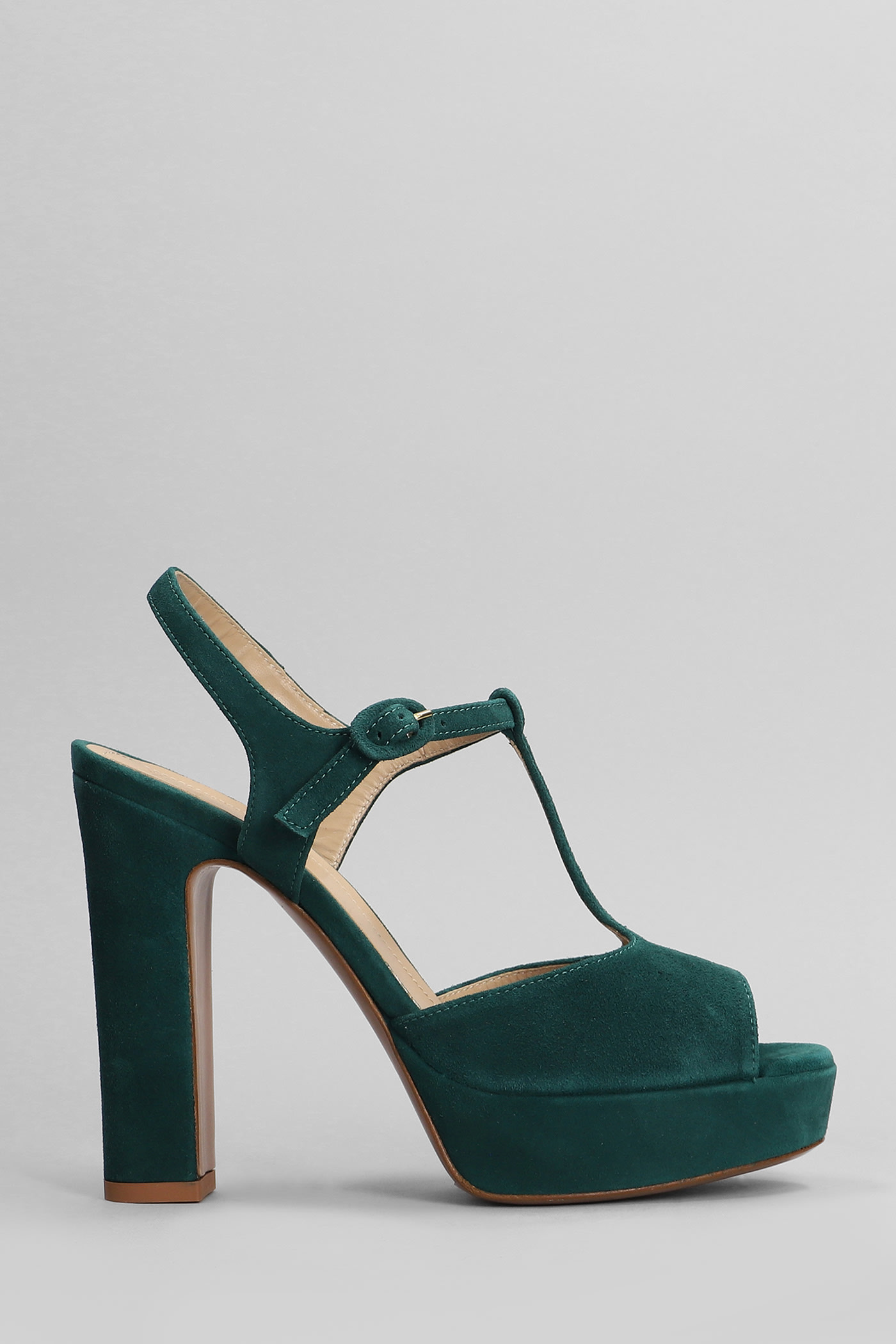 Shop Relac Sandals In Green Suede