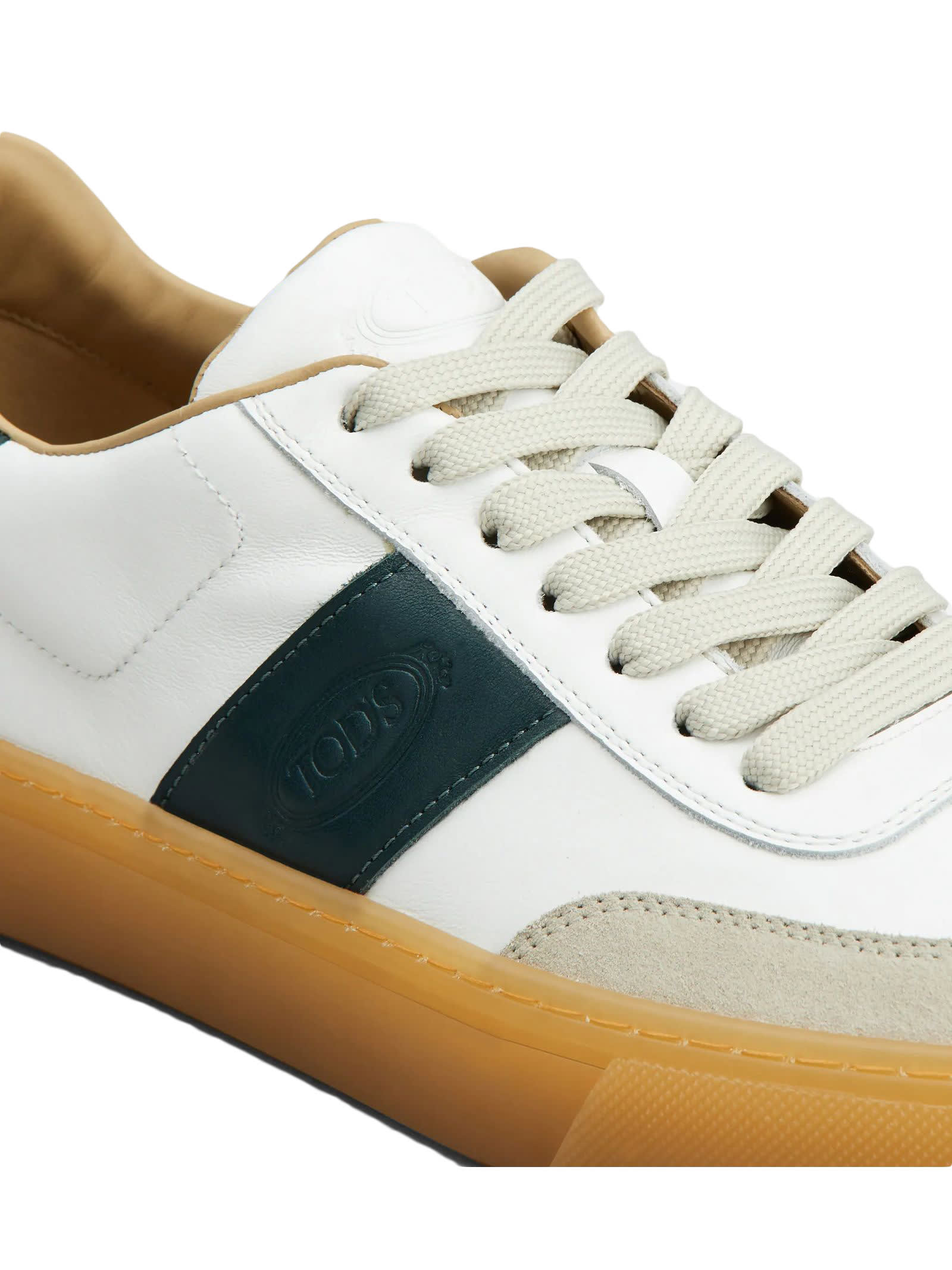 Shop Tod's White Calf Leather Sneakers