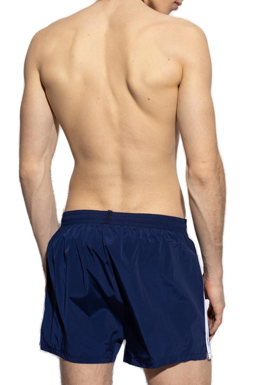 Dsquared2 Logo-embroidered Drawstring Swim Shorts In Blue