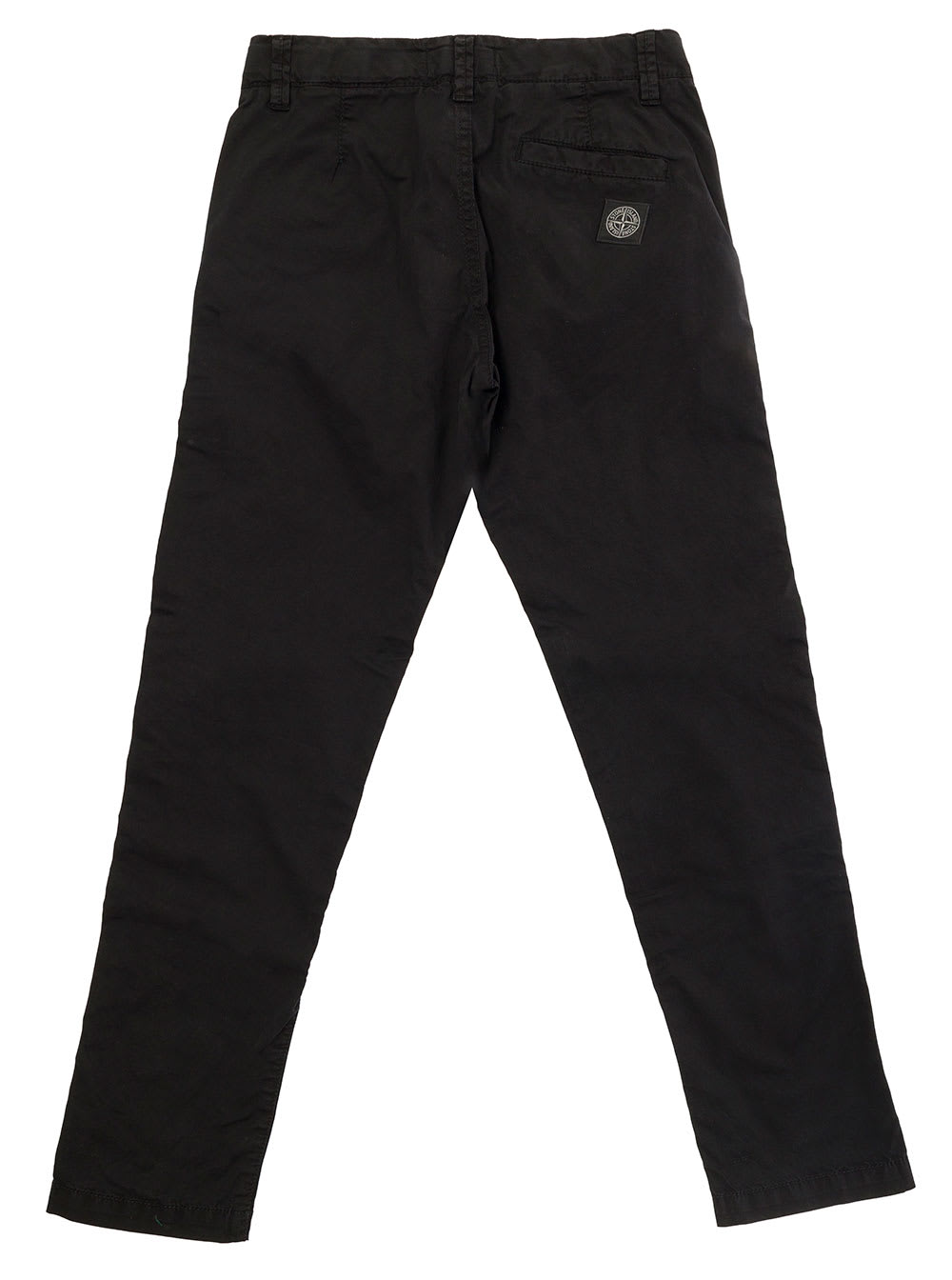 Shop Stone Island Junior Black Straight Pants With Logo Patch In Denim Boy