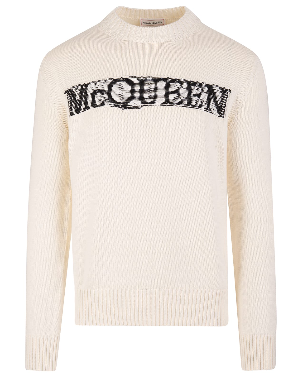Alexander McQueen Man Mcqueen Pullover In Ivory Knit