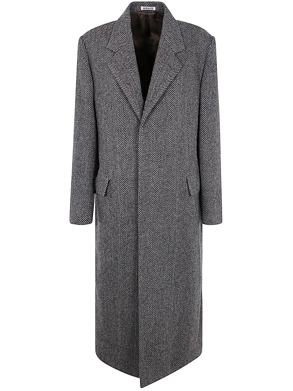 Shop Auralee Lama Shetland Wool Tweed Chesterfield Coat In Khaki Tweed