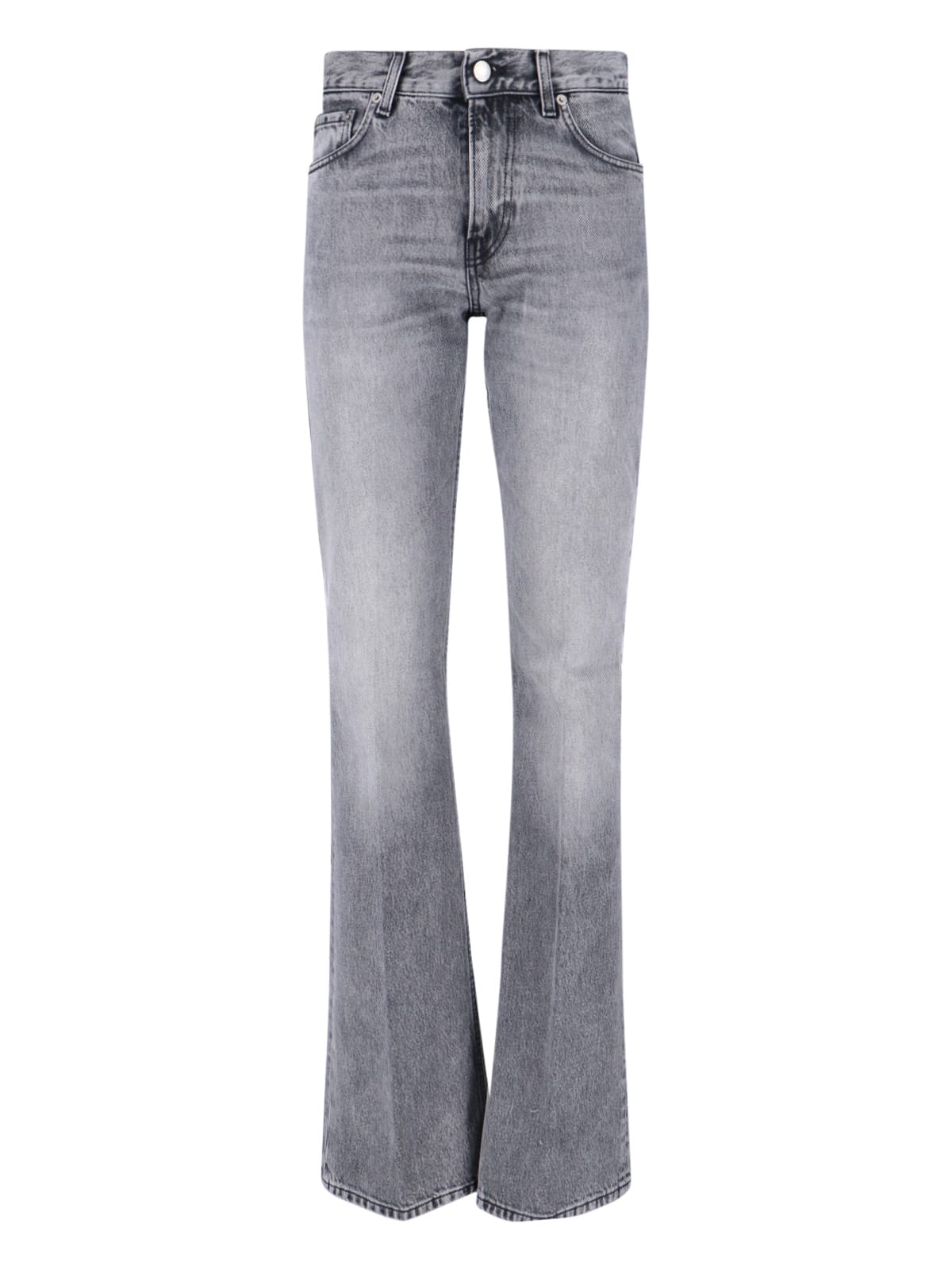 Haikure Straight Leg Trousers With Belt Loops In Gray