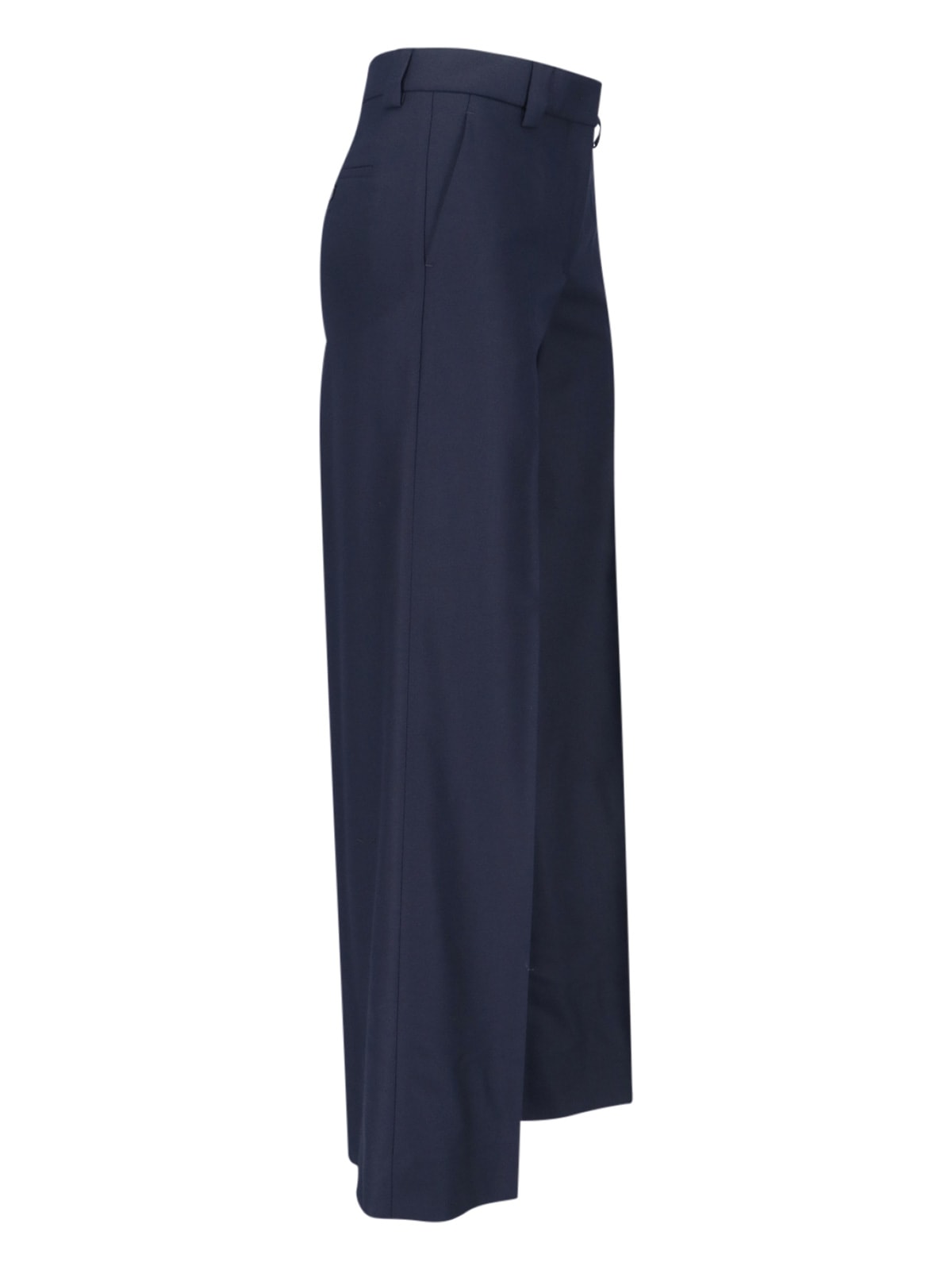 Incotex Wide Leg Trousers Button Detail In Blue