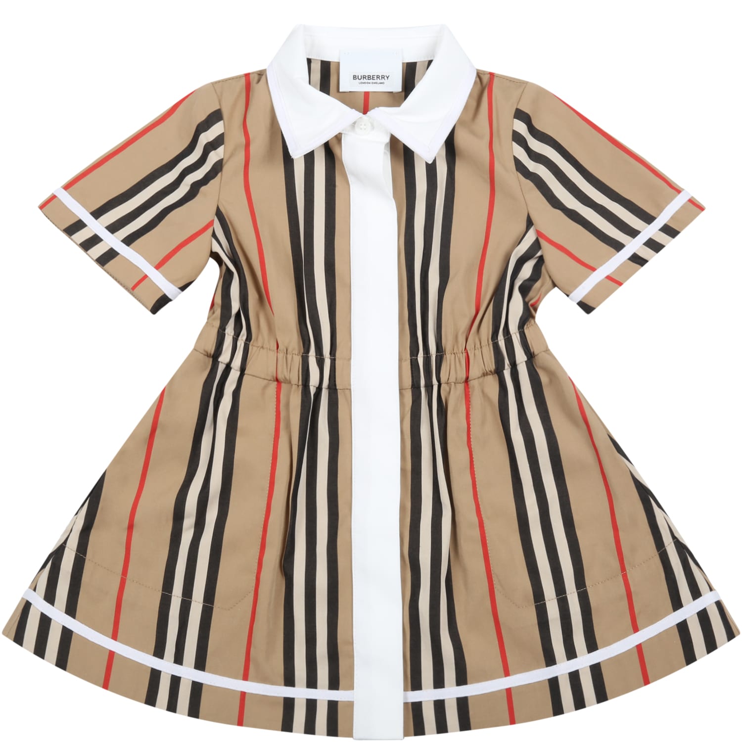 Burberry Beige Dress For Baby Girl With Check Vintage