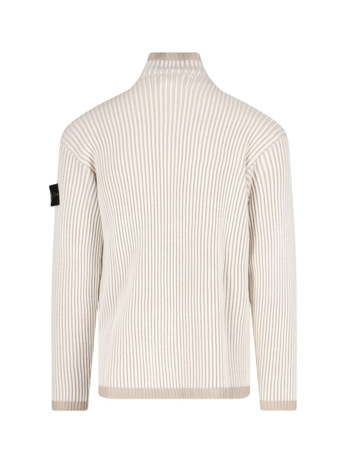 Shop Stone Island Logo Turtleneck Sweater In Beige