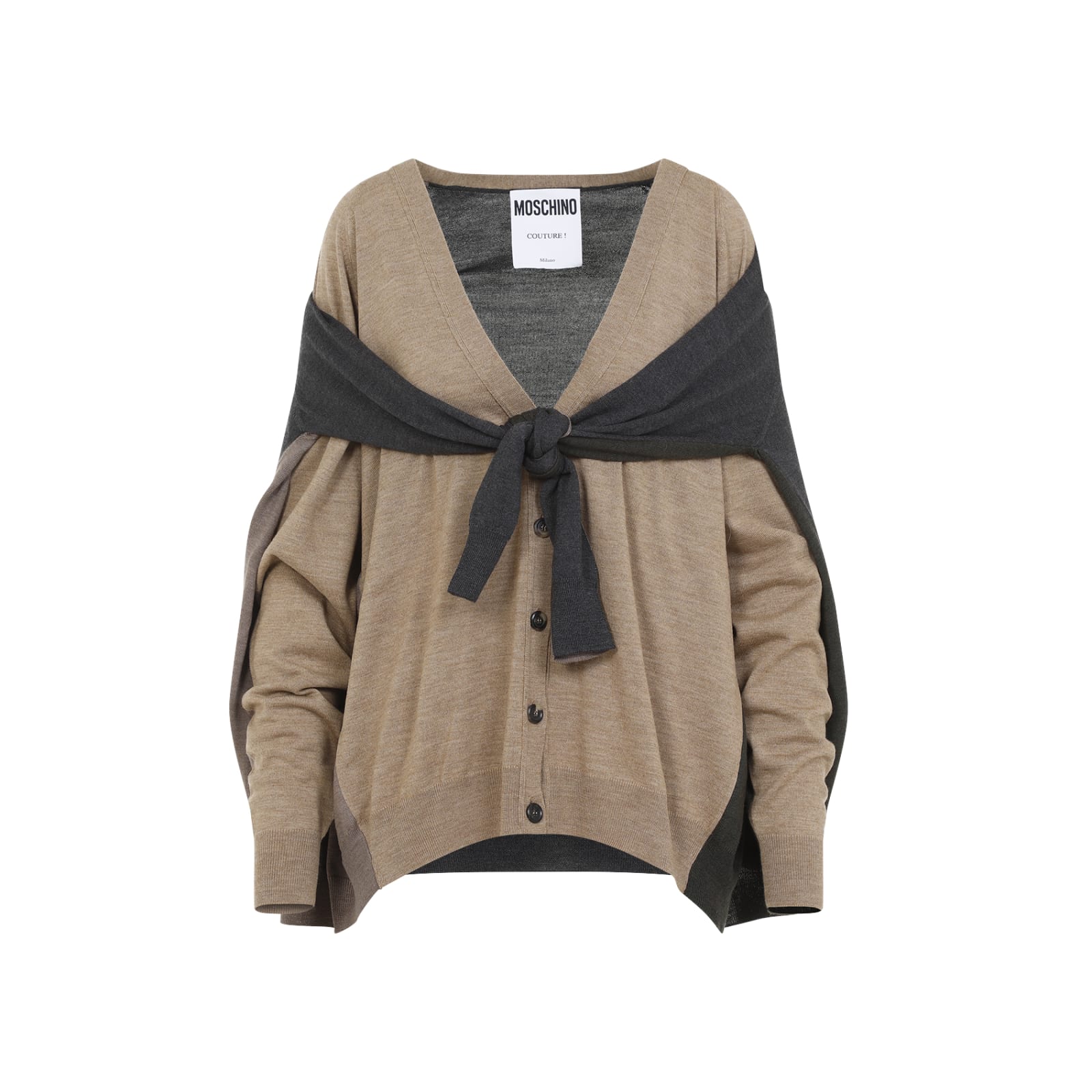 Shop Moschino Cardigan In Beige