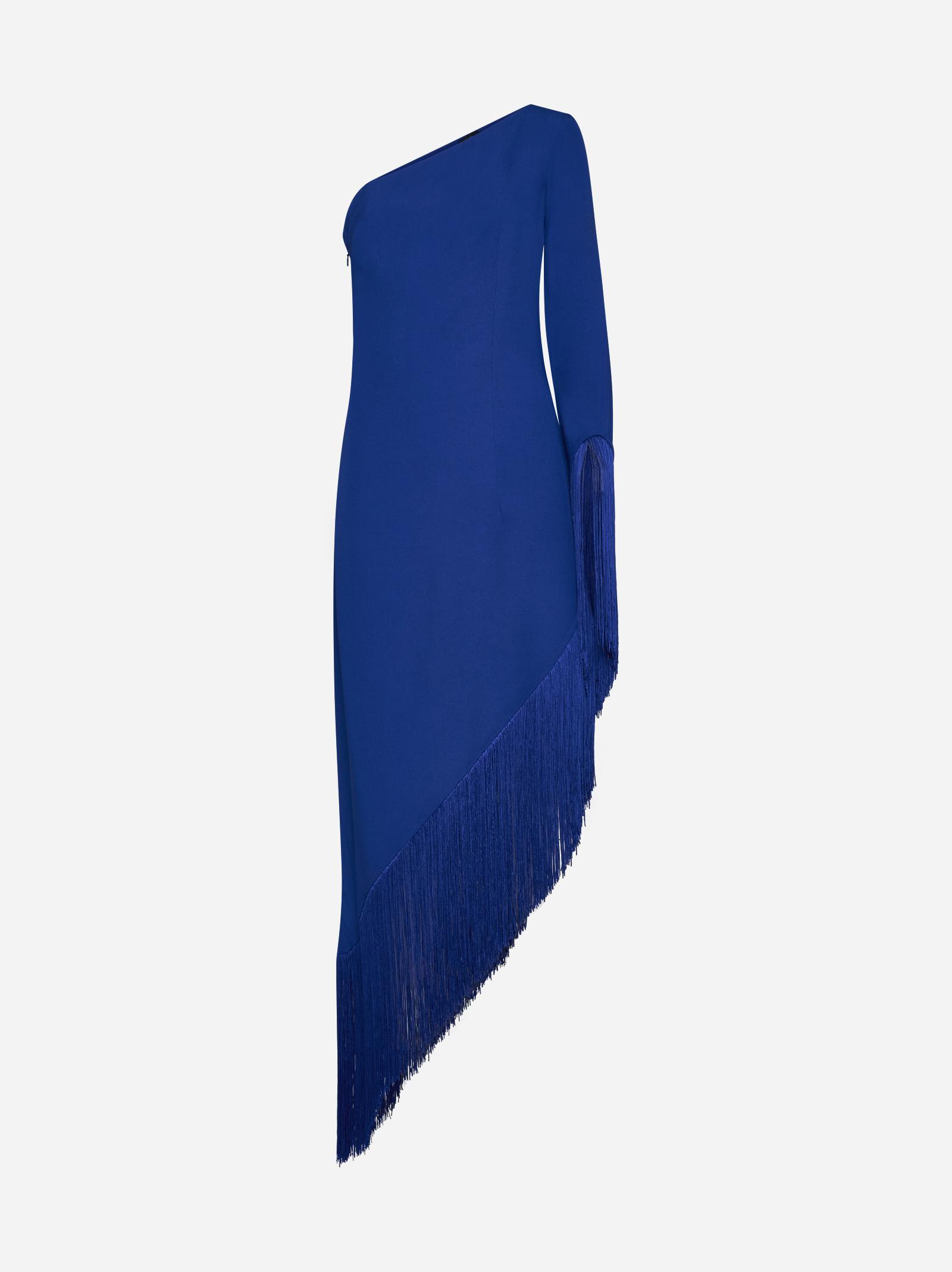 Shop Taller Marmo Aventador Viscose-blend One-shoulder Dress In Blue
