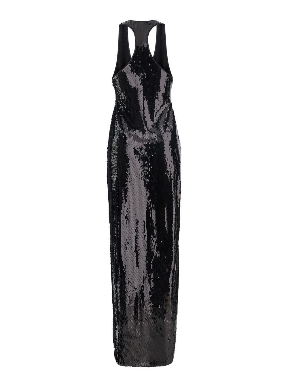 Shop Retroféte Bella Long Dress With Wide Neckline And Sequined Details In Polyester Woman In Black