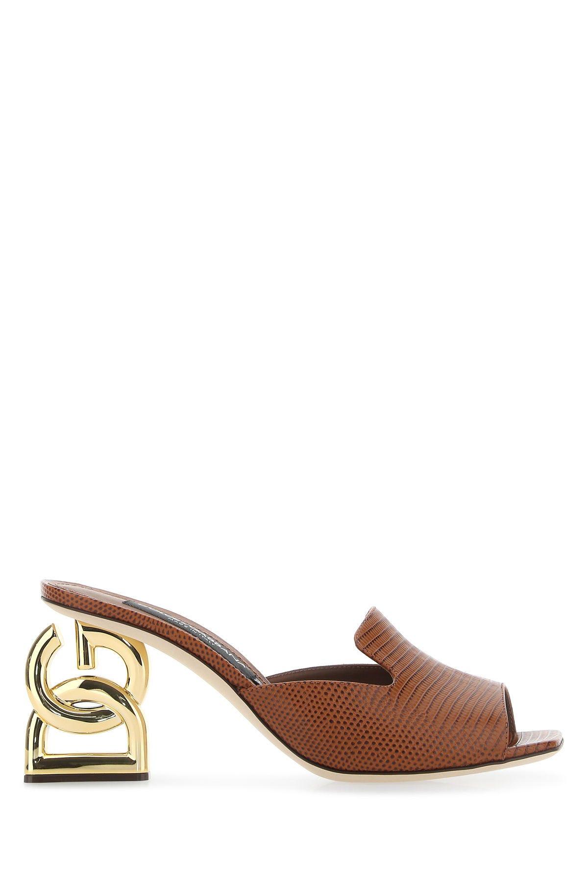Shop Dolce & Gabbana Brown Leather Mules In Cuoio