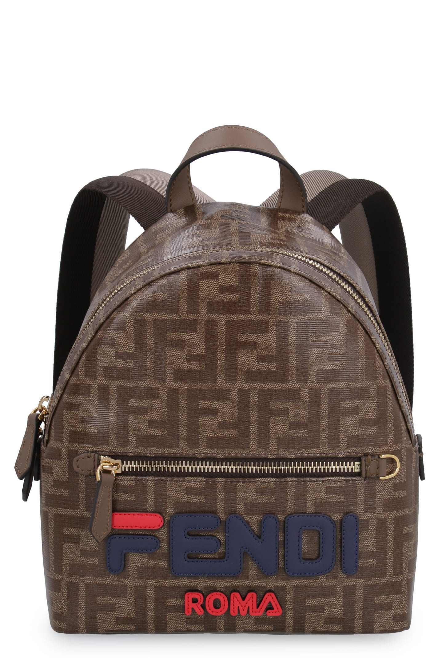 Fendi Mini Coated Canvas Backpack In Brown
