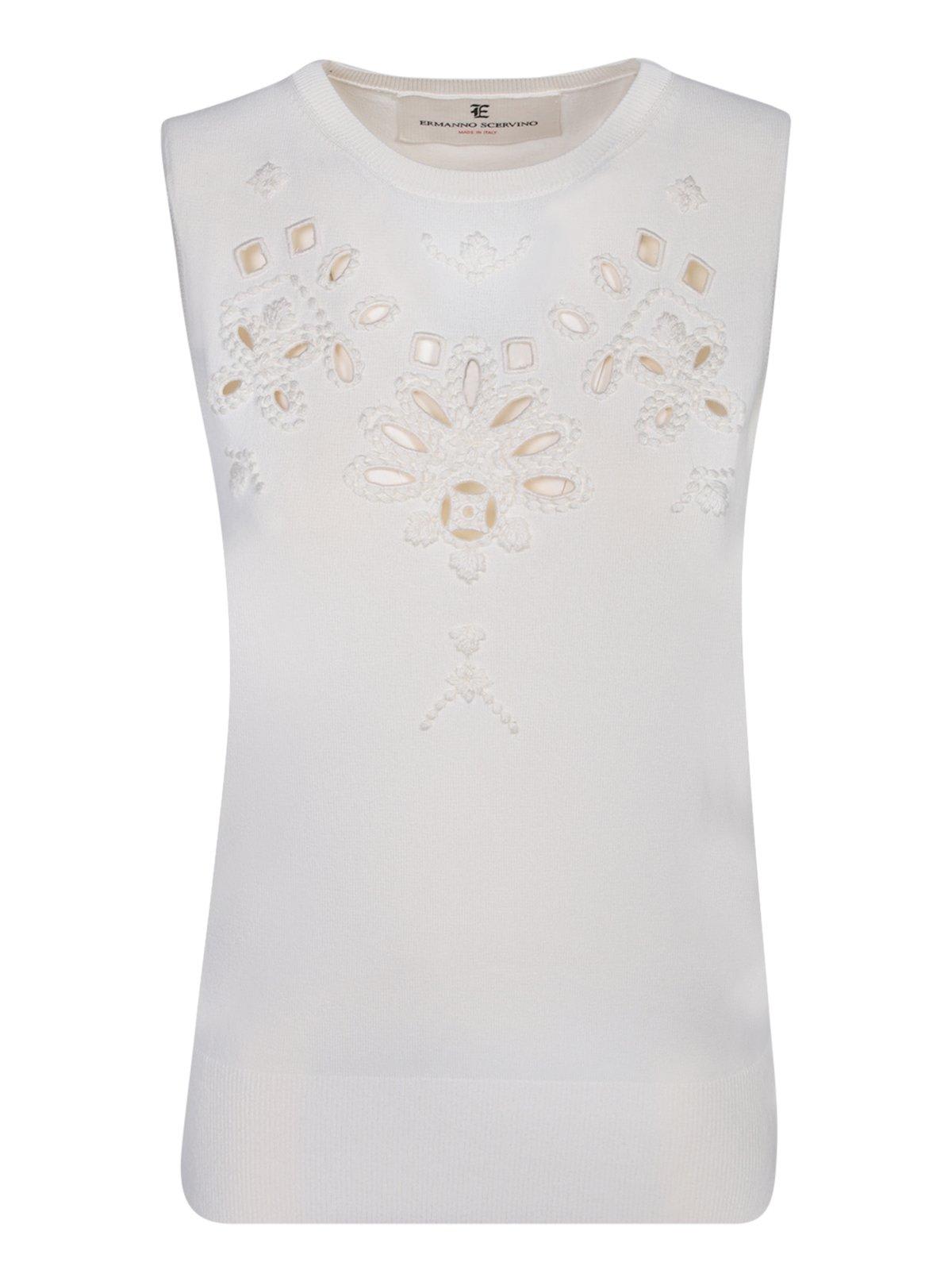 Sleeveless Broderie Anglaise Tank Top