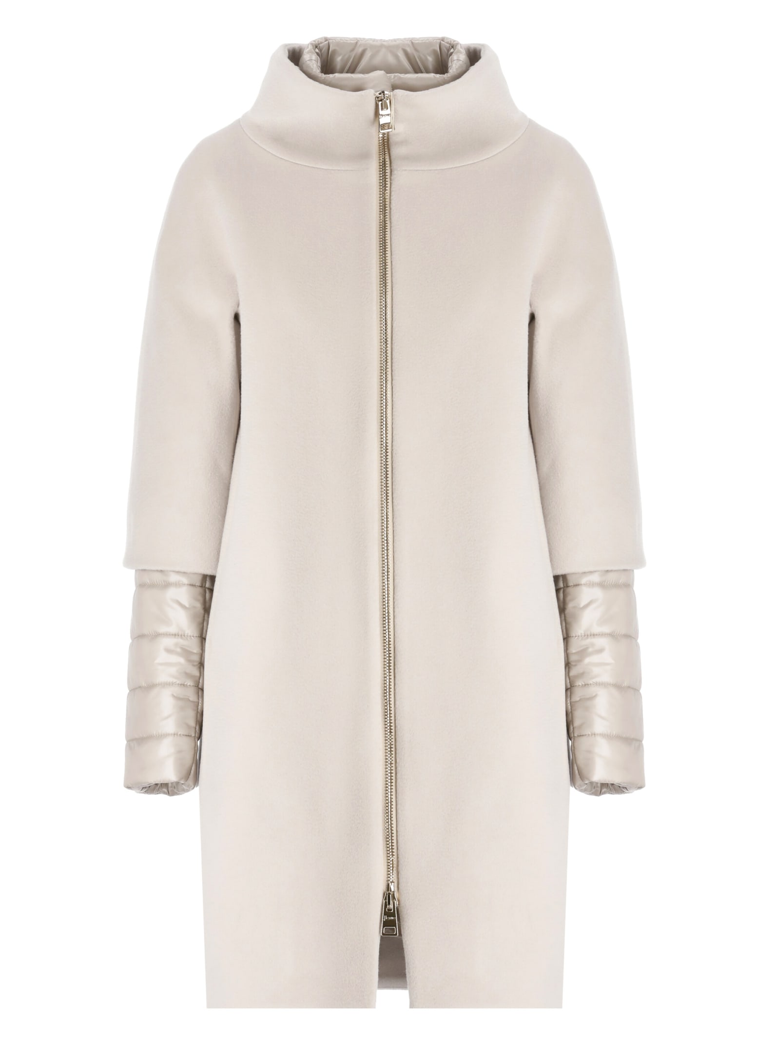 Herno Coat In Luxury Wool And Nylon Ultralight In Neutral