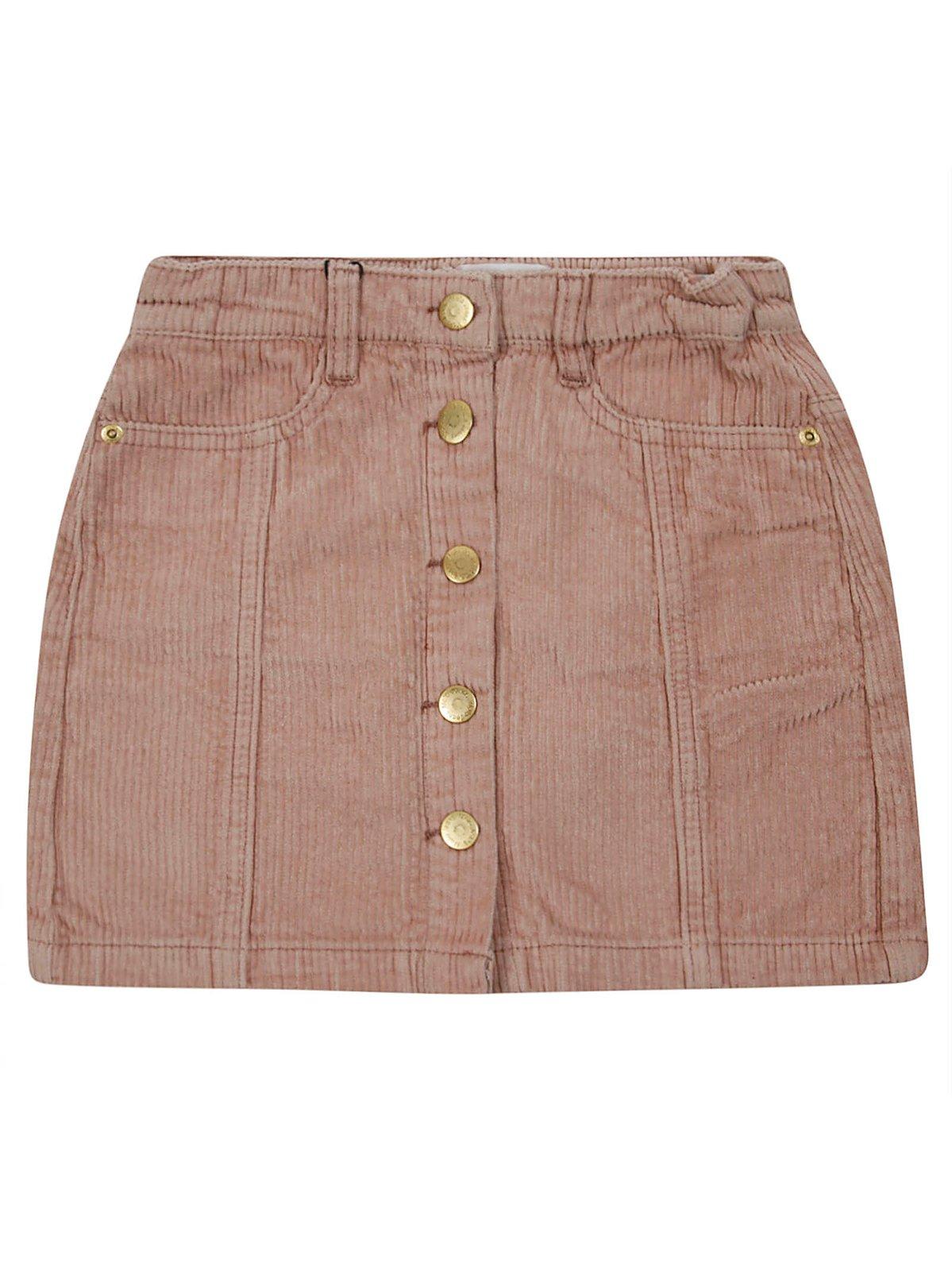 Molo Kids' Bera Ribbed-detail Corduroy Skirt In Rosa