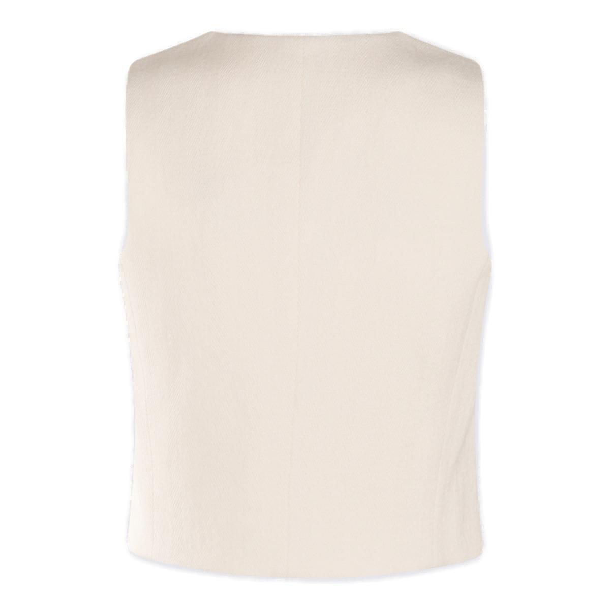 Shop Brunello Cucinelli Herringbone-pattern V-neck Button-down Gilet In White