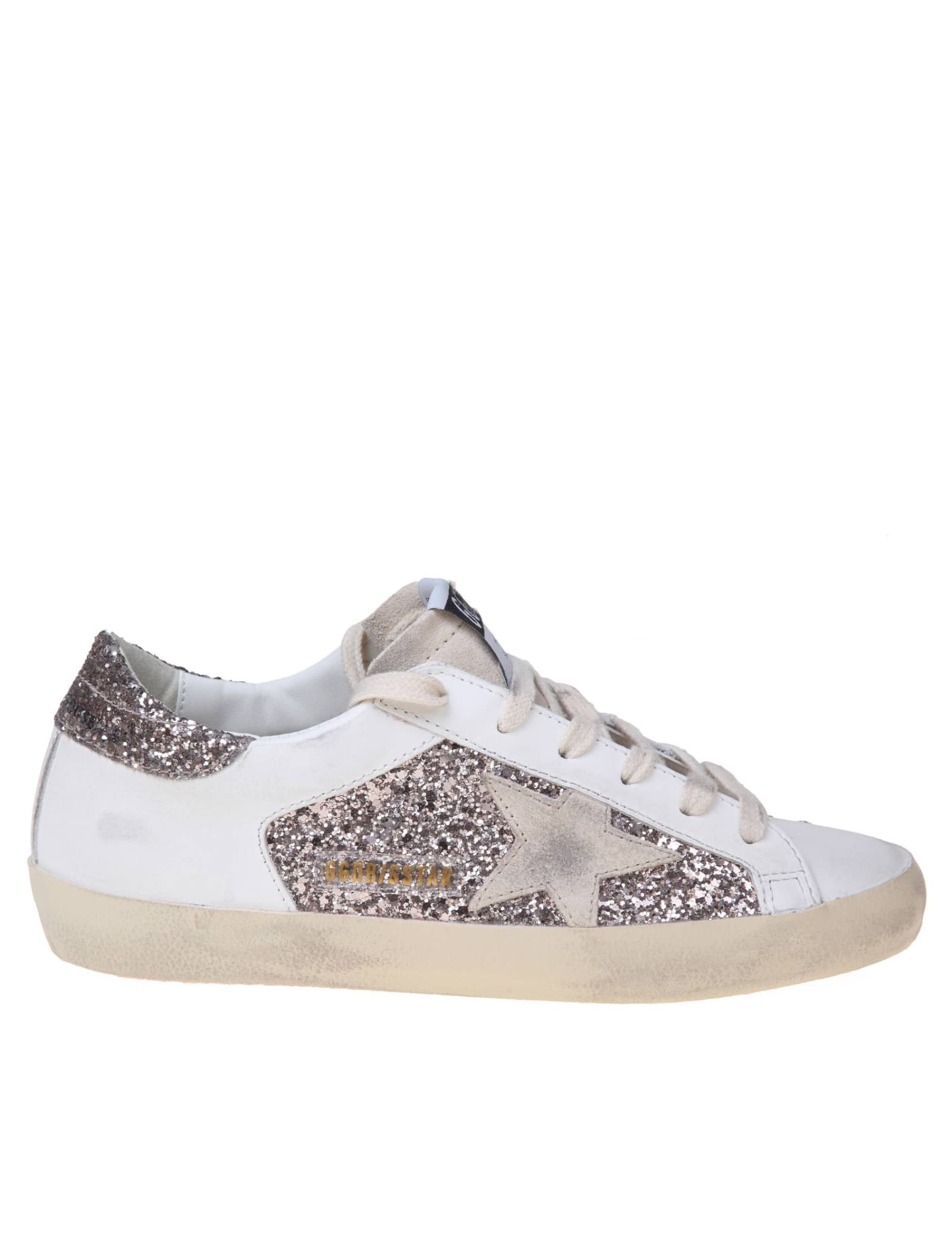 GOLDEN GOOSE GOLDEN GOOSE SUPER-STAR LEATHER SNEAKERS WITH GLITTER