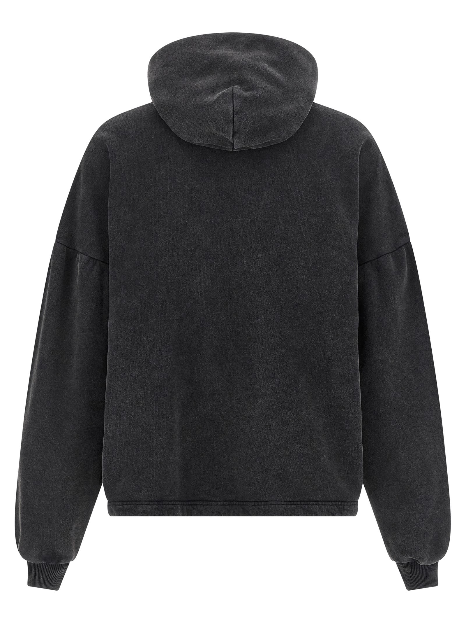 Balenciaga Hooded Cropped Sweatshirt Long Sleeves In Black