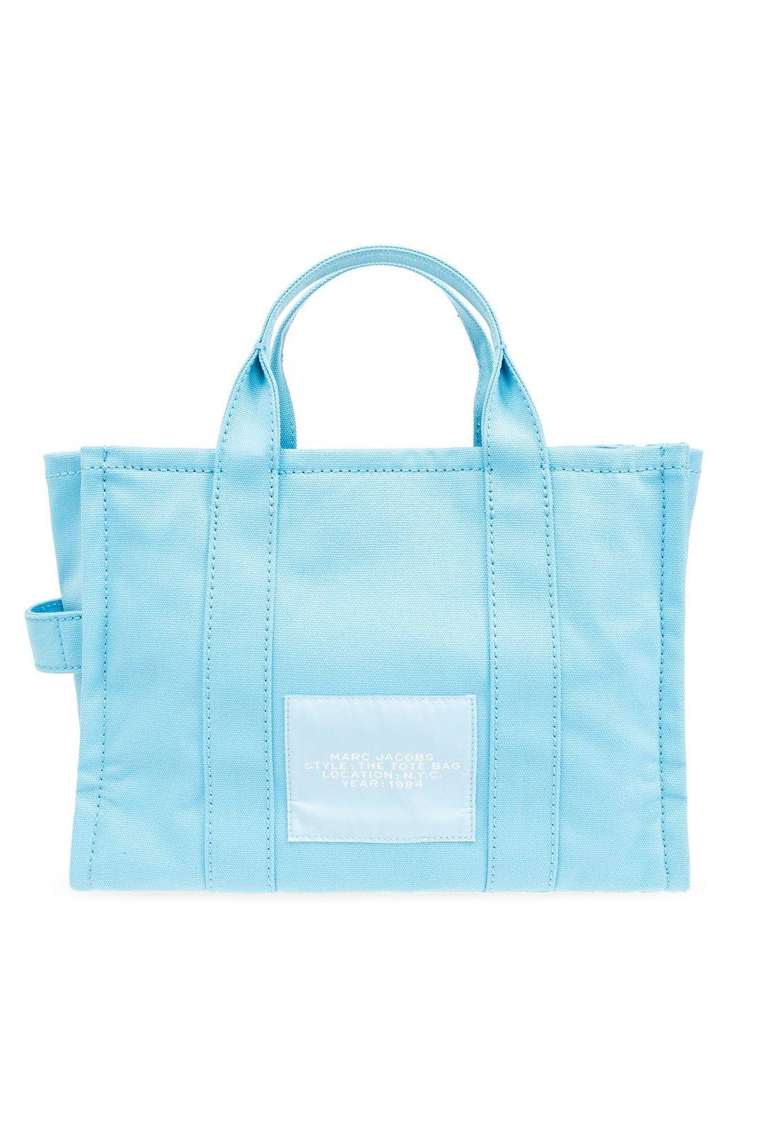 Shop Marc Jacobs Logo Printed Zipped Medium Tote Bag In Azzurro