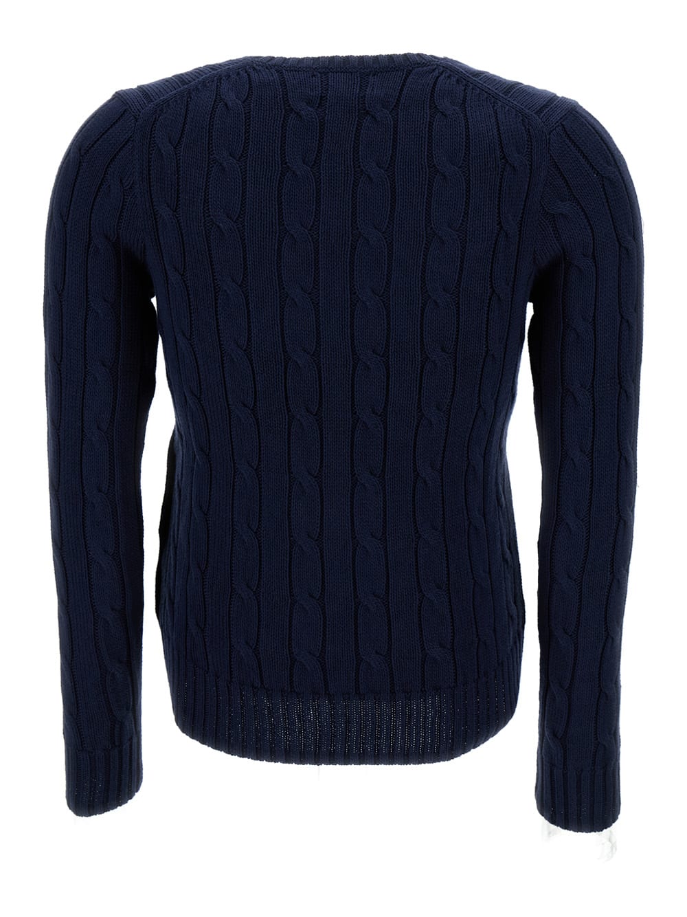 Shop Polo Ralph Lauren Kimberly Blue Cable-knit Pullover With Pony Embroidery In Cotton Woman