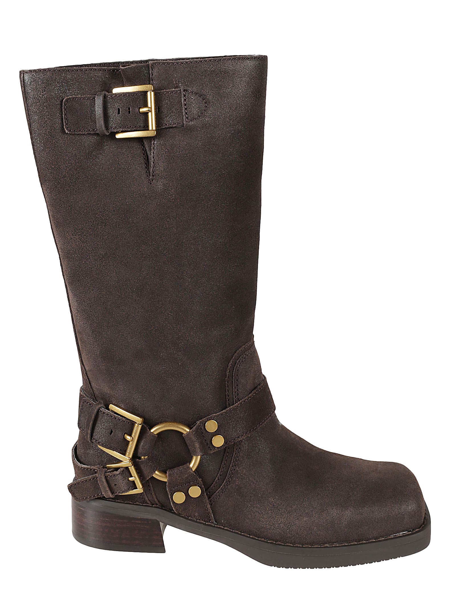 Michael Kors Multi Buckle Strap Boots In Chocolate