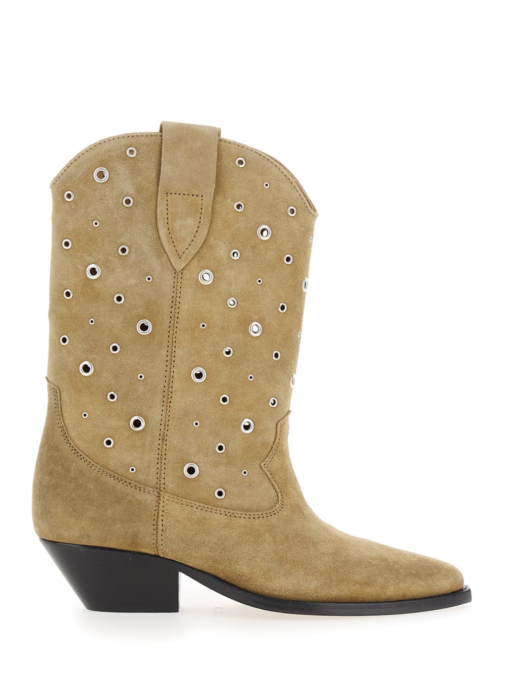Shop Isabel Marant Duerto Beige Western Boots With Studs In Suede Woman In Brown