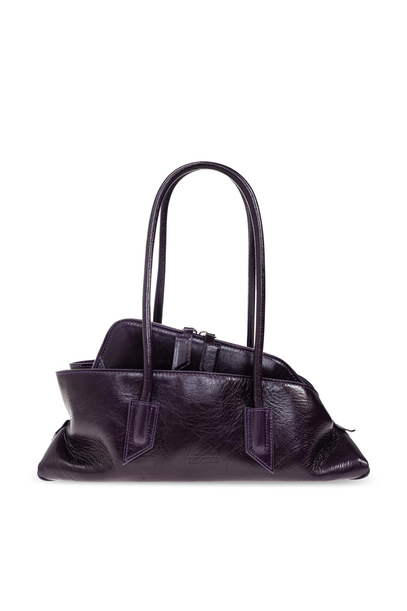 Attico Small Leather Shoulder Bag In Purple