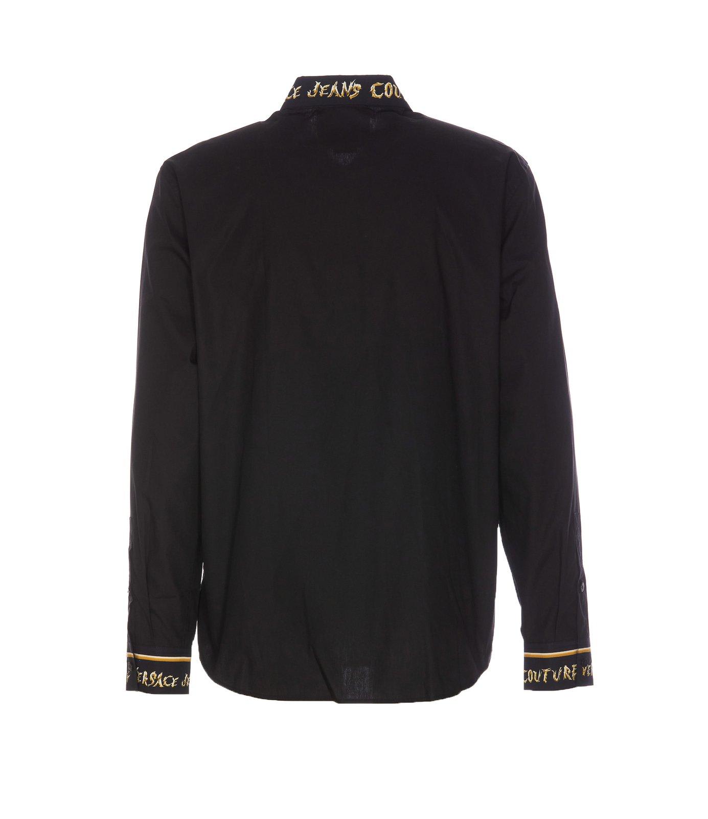 Shop Versace Jeans Couture Chrome Couture-printed Poplin Shirt In Black